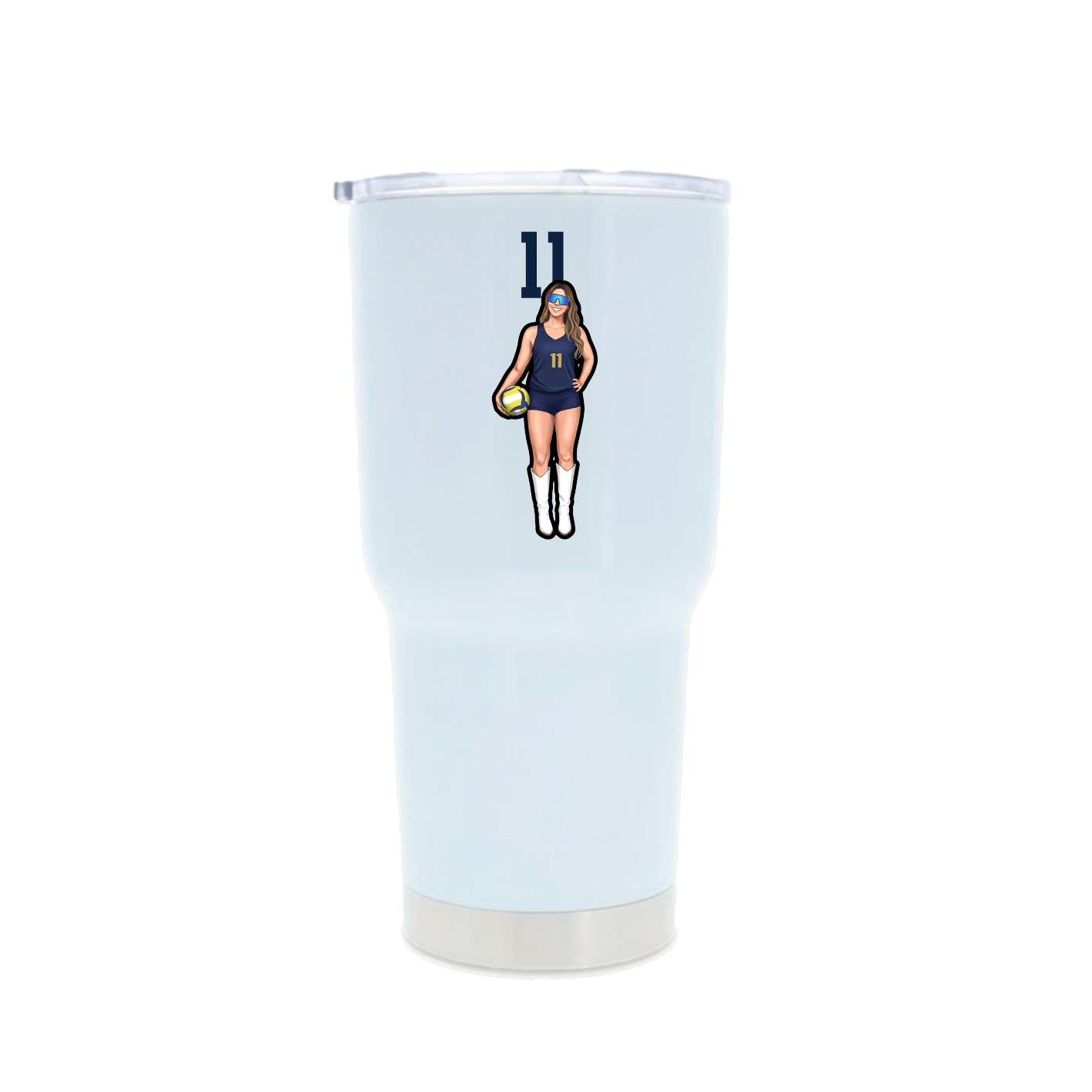 30oz Stainless Steel Tumbler — Number Top in White