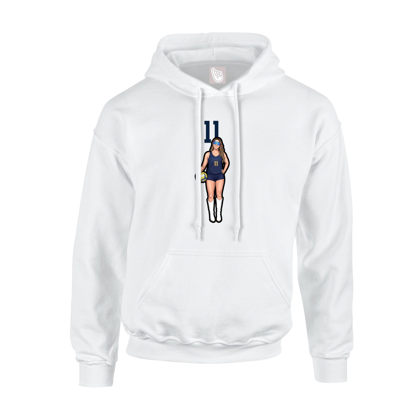 Youth Hoodie — Number Top in White