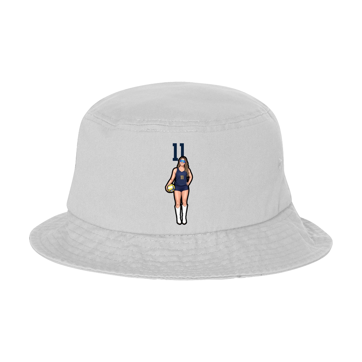 Bucket Cap — Number Top in White