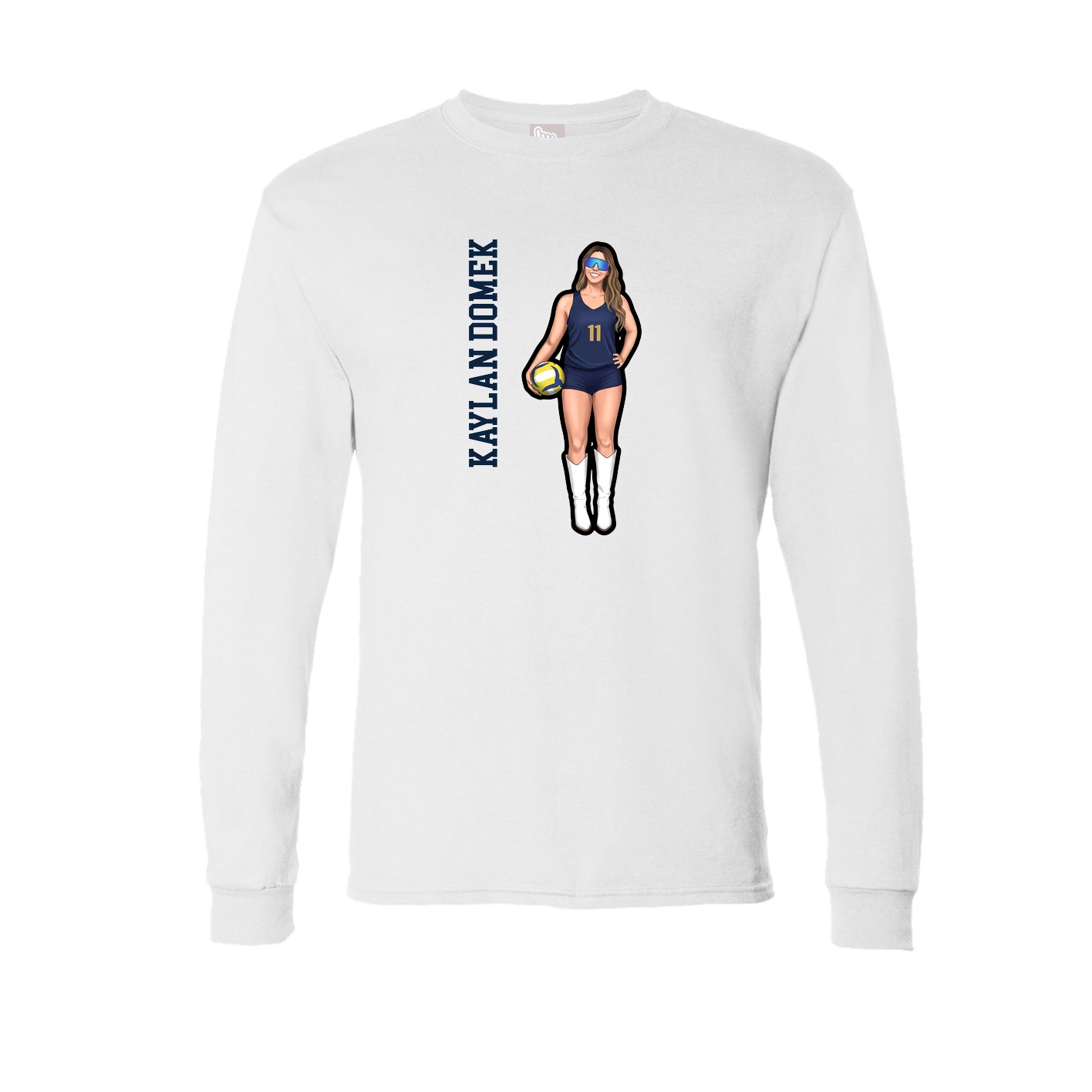 Long Sleeve Tee — Name Vertical in White