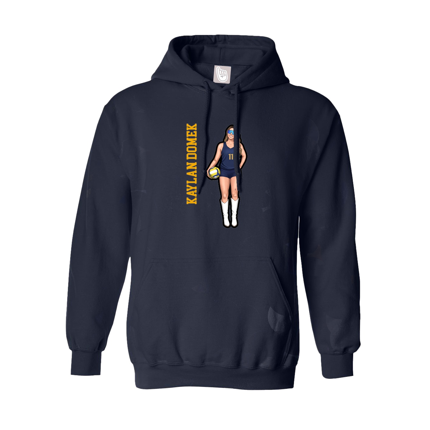 Youth Hoodie — Name Vertical in Navy
