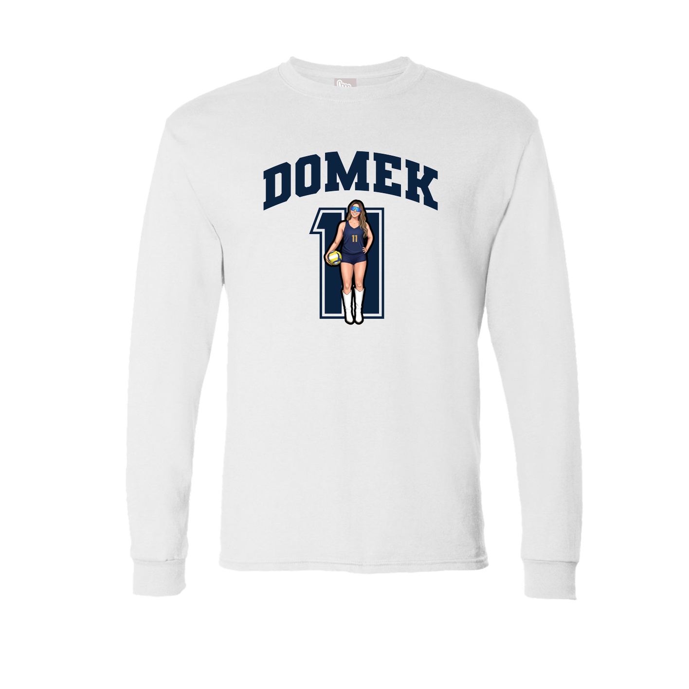 Long Sleeve Tee — Number in White