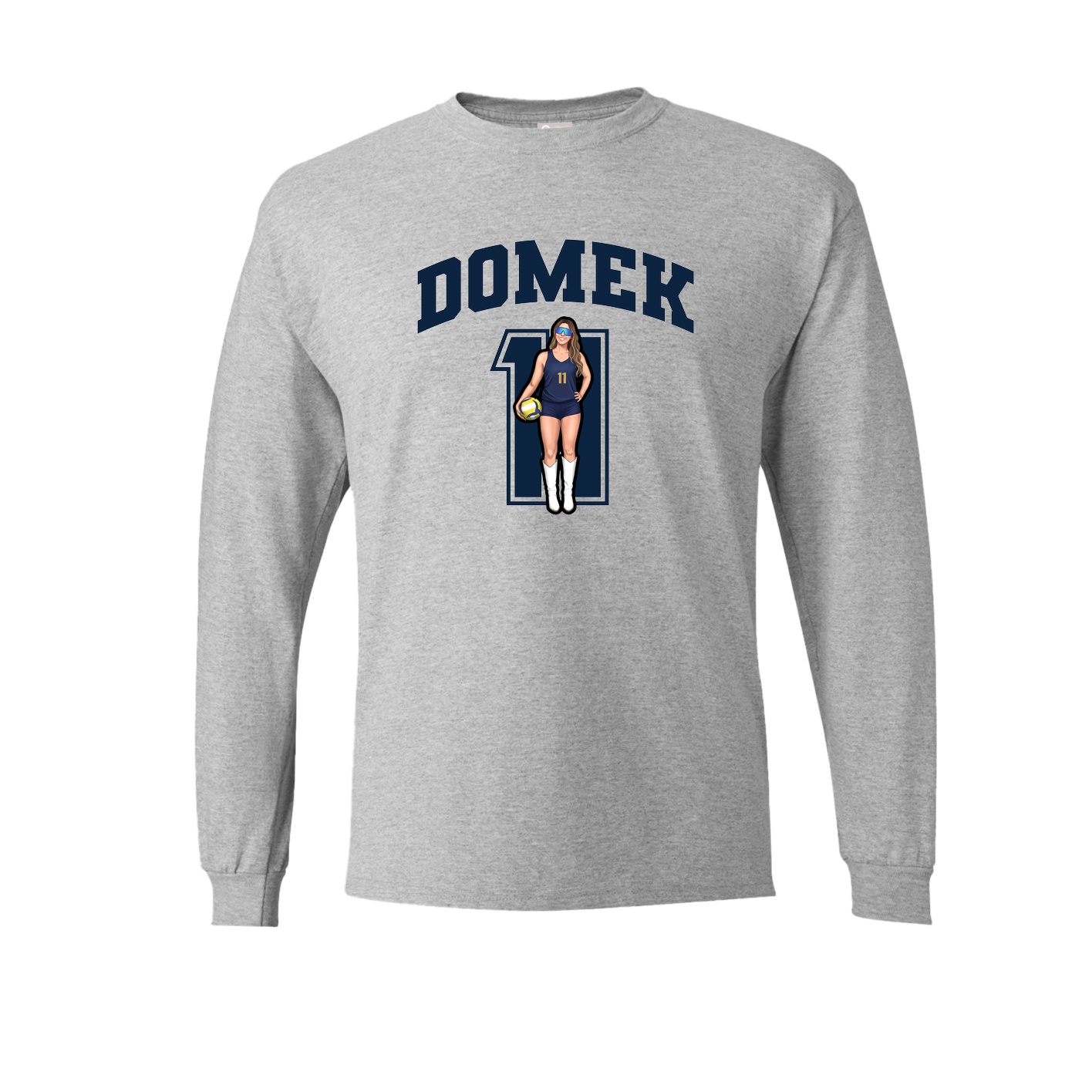 Long Sleeve Tee — Number in Grey
