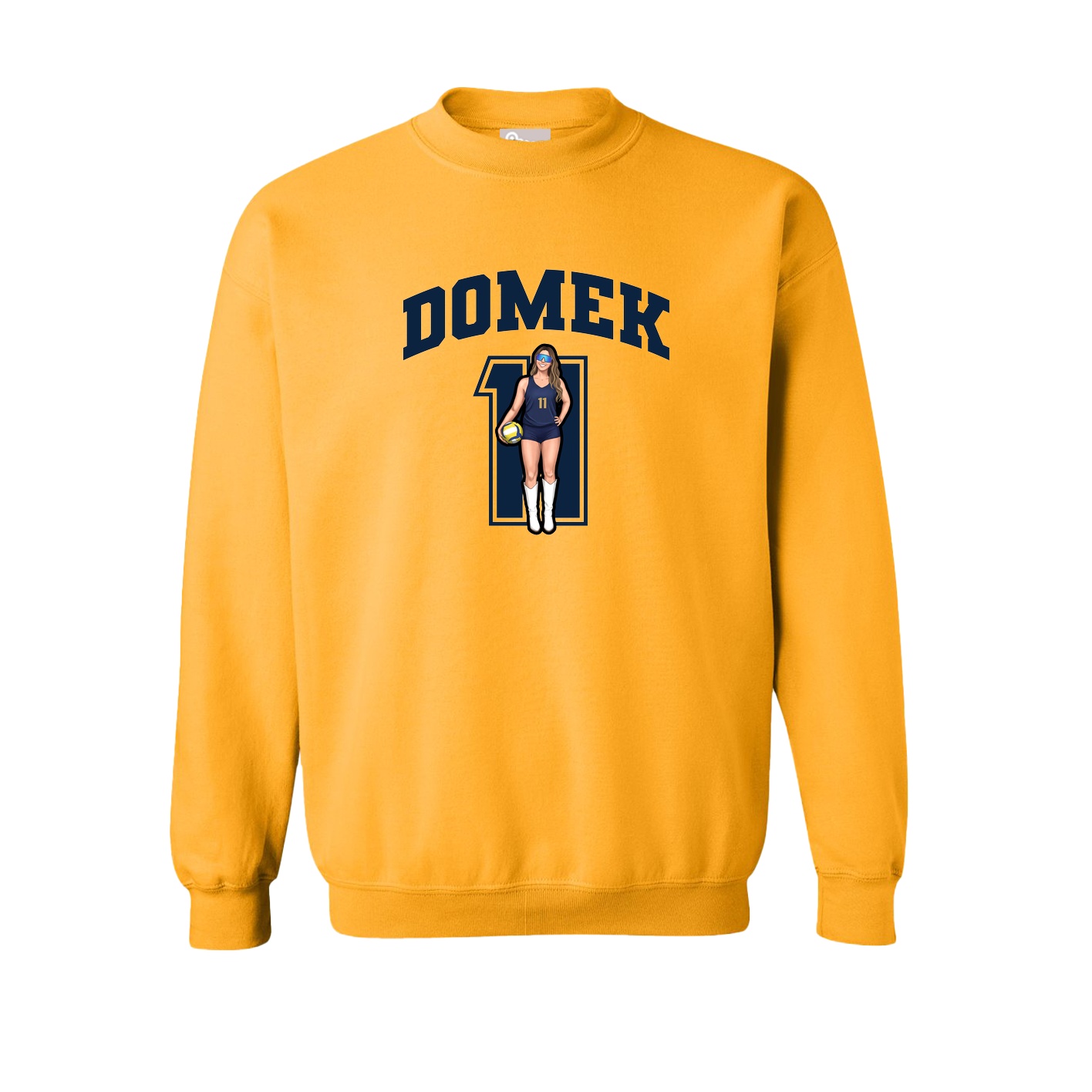 Fleece Crew — Number in Gold