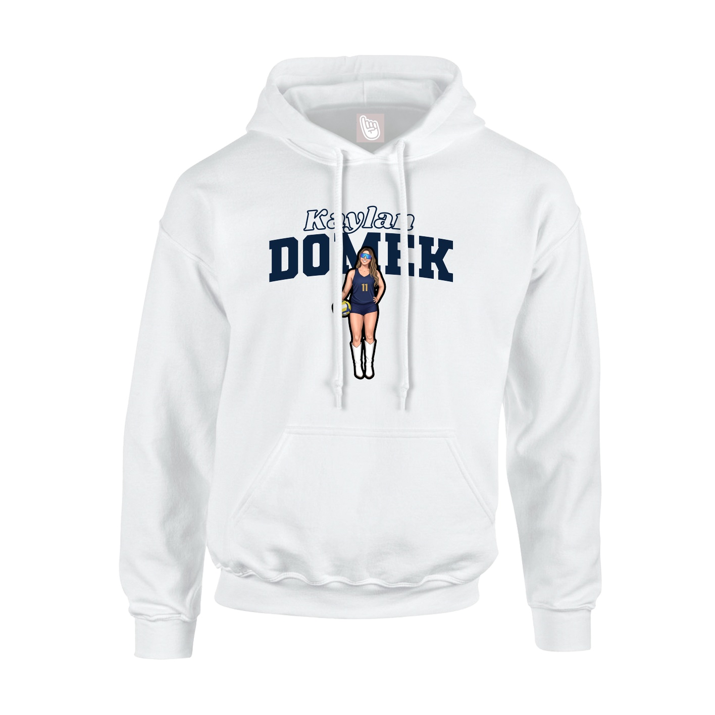Youth Hoodie — Name Arch in White