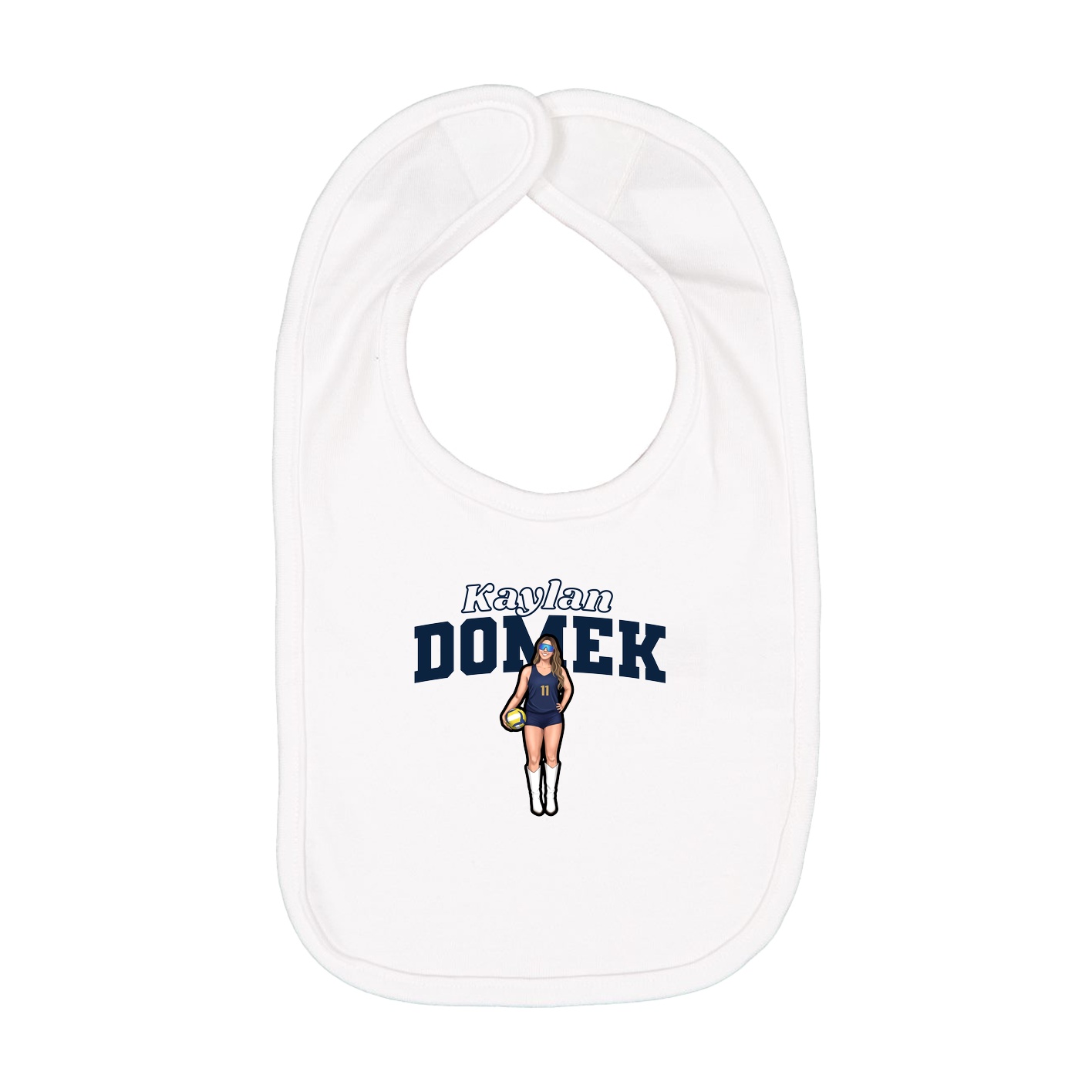 Infant Bib — Name Arch in White