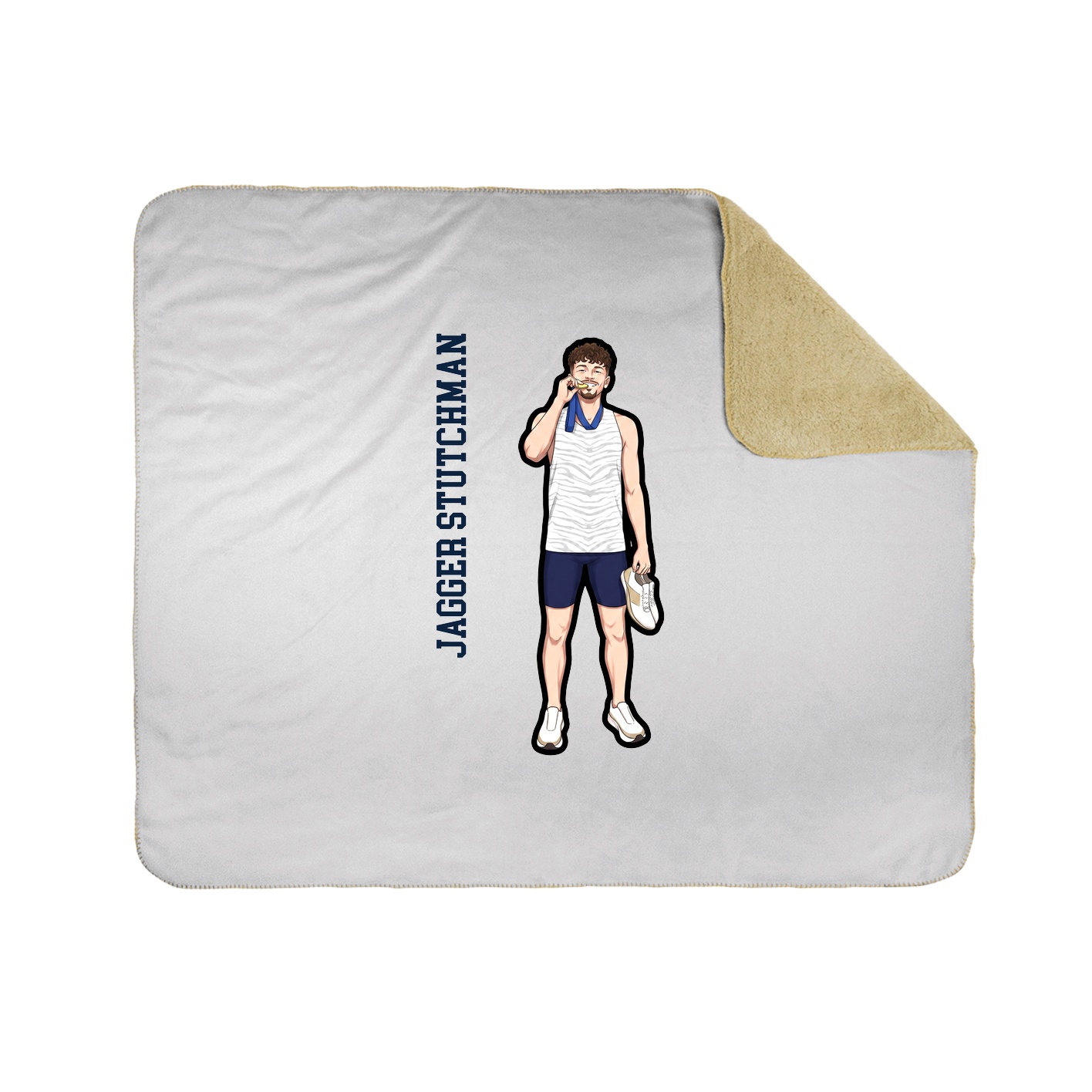 Throw Blanket — Name Vertical in White