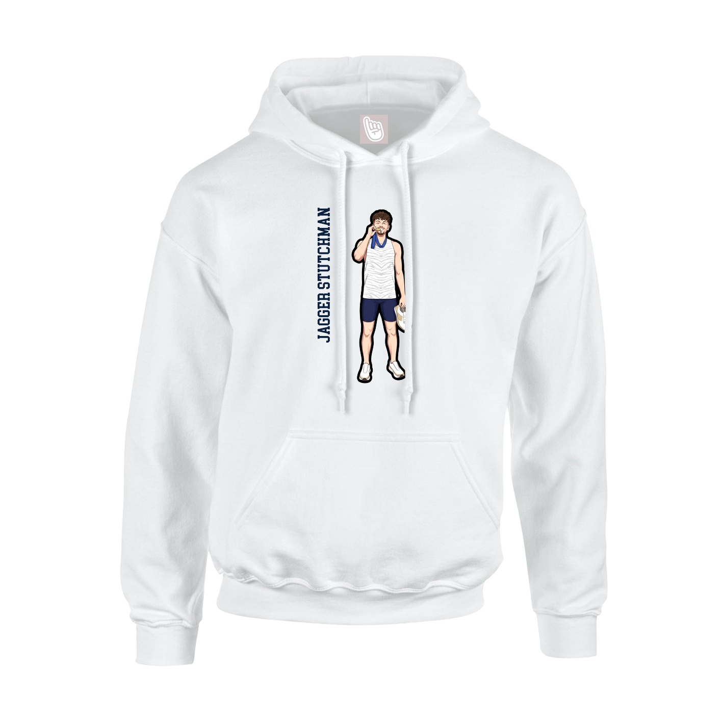 Youth Hoodie — Name Vertical in White