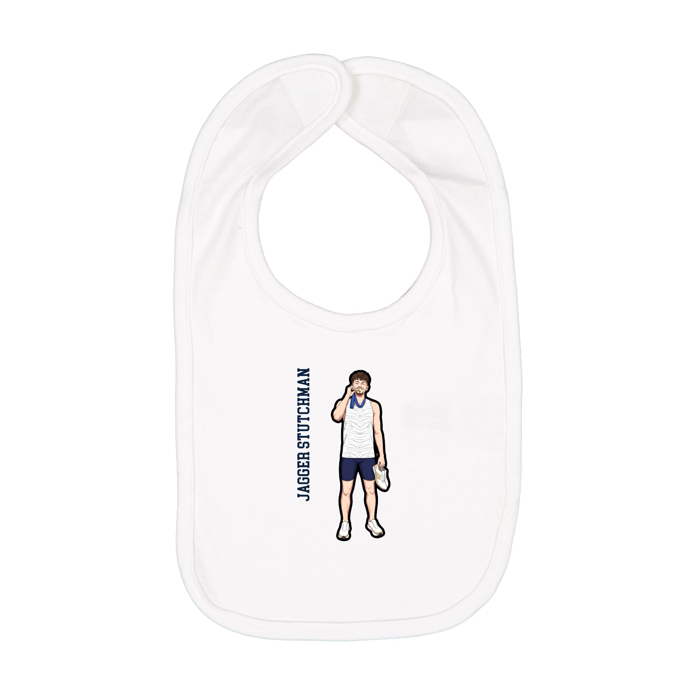 Infant Bib — Name Vertical in White