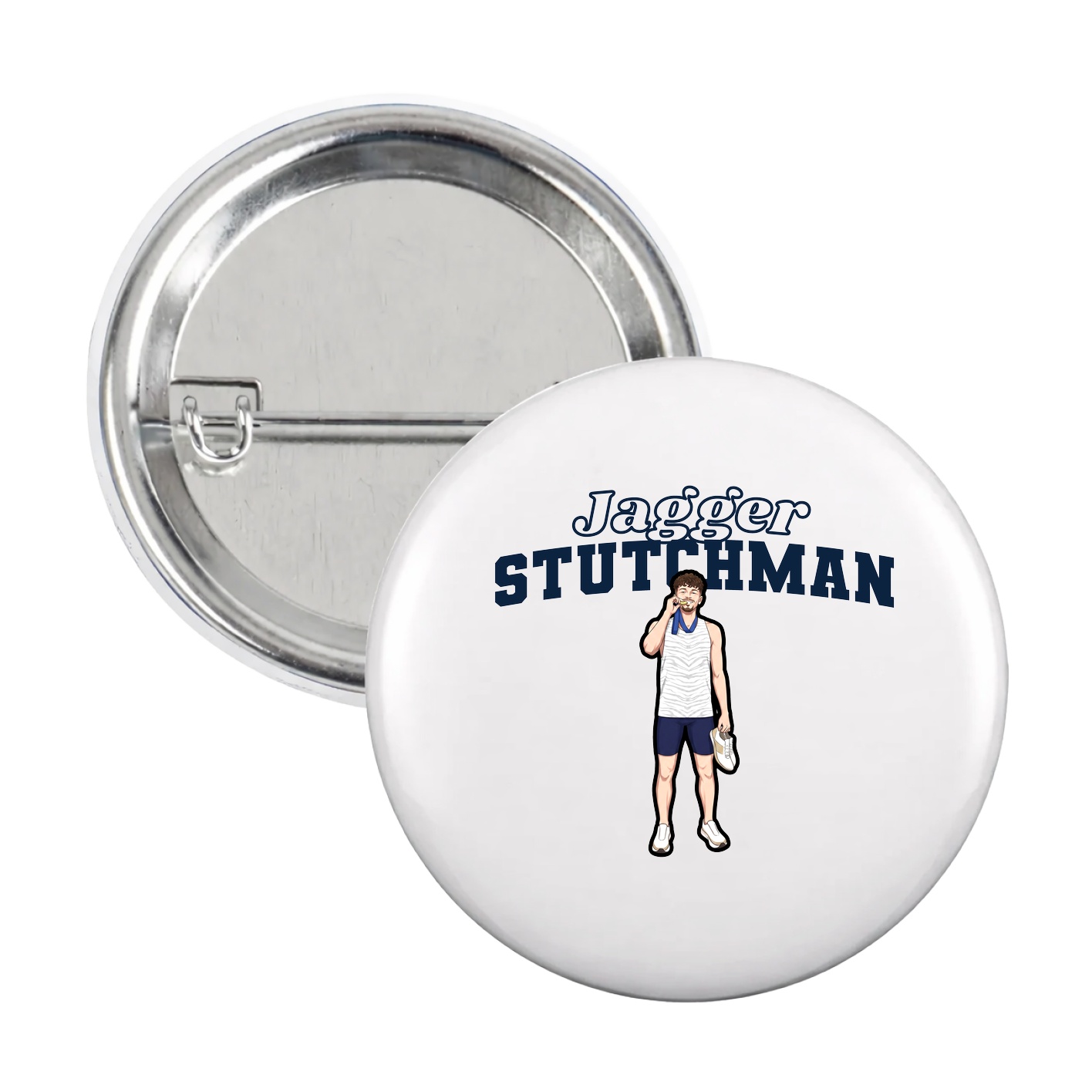Game Day Button — Name Arch in White