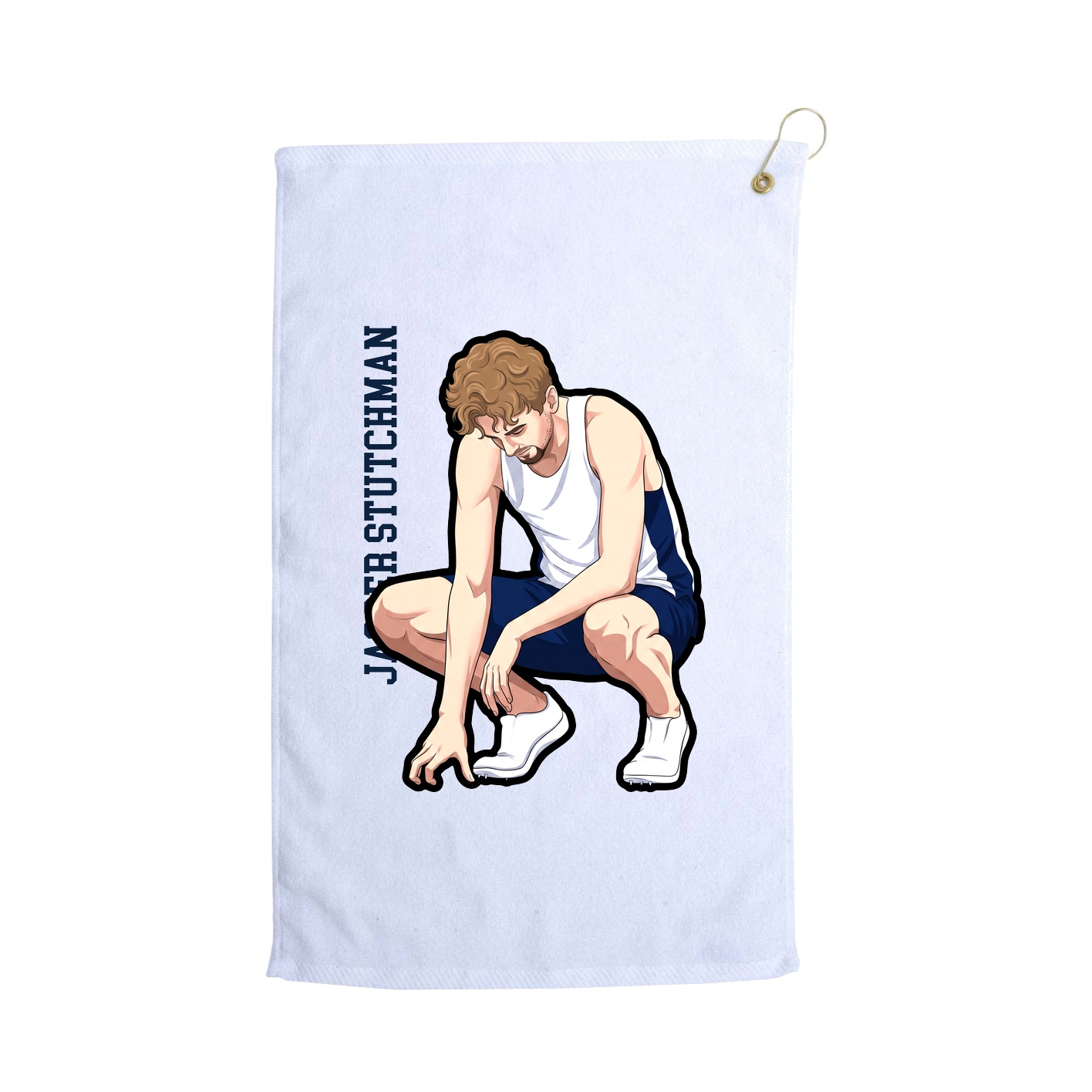 Golf Towel — Name Vertical in White