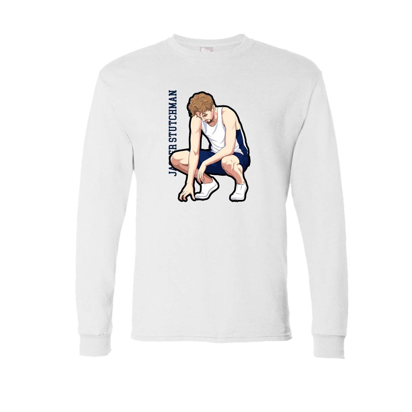 Long Sleeve Tee — Name Vertical in White