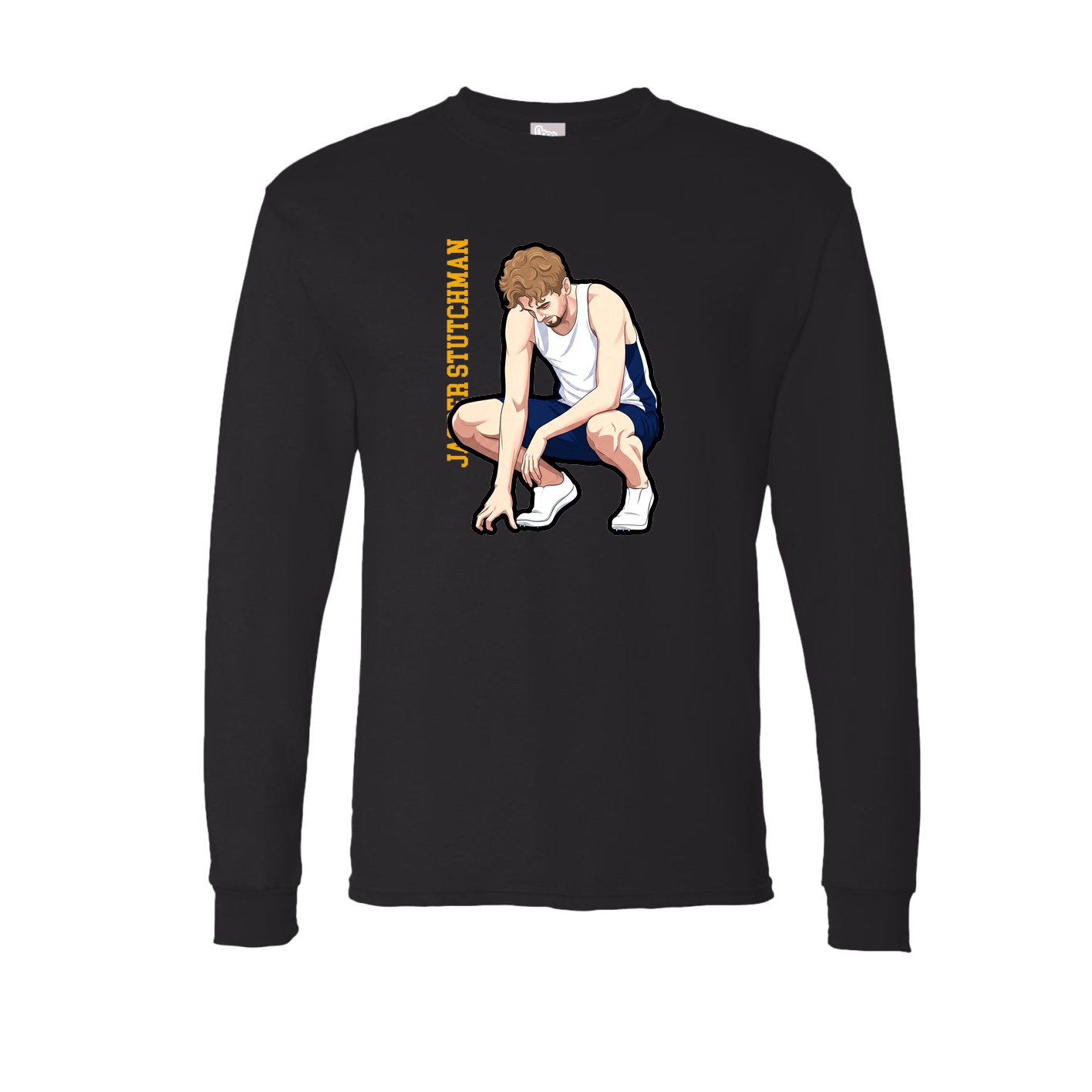 Long Sleeve Tee — Name Vertical in Black