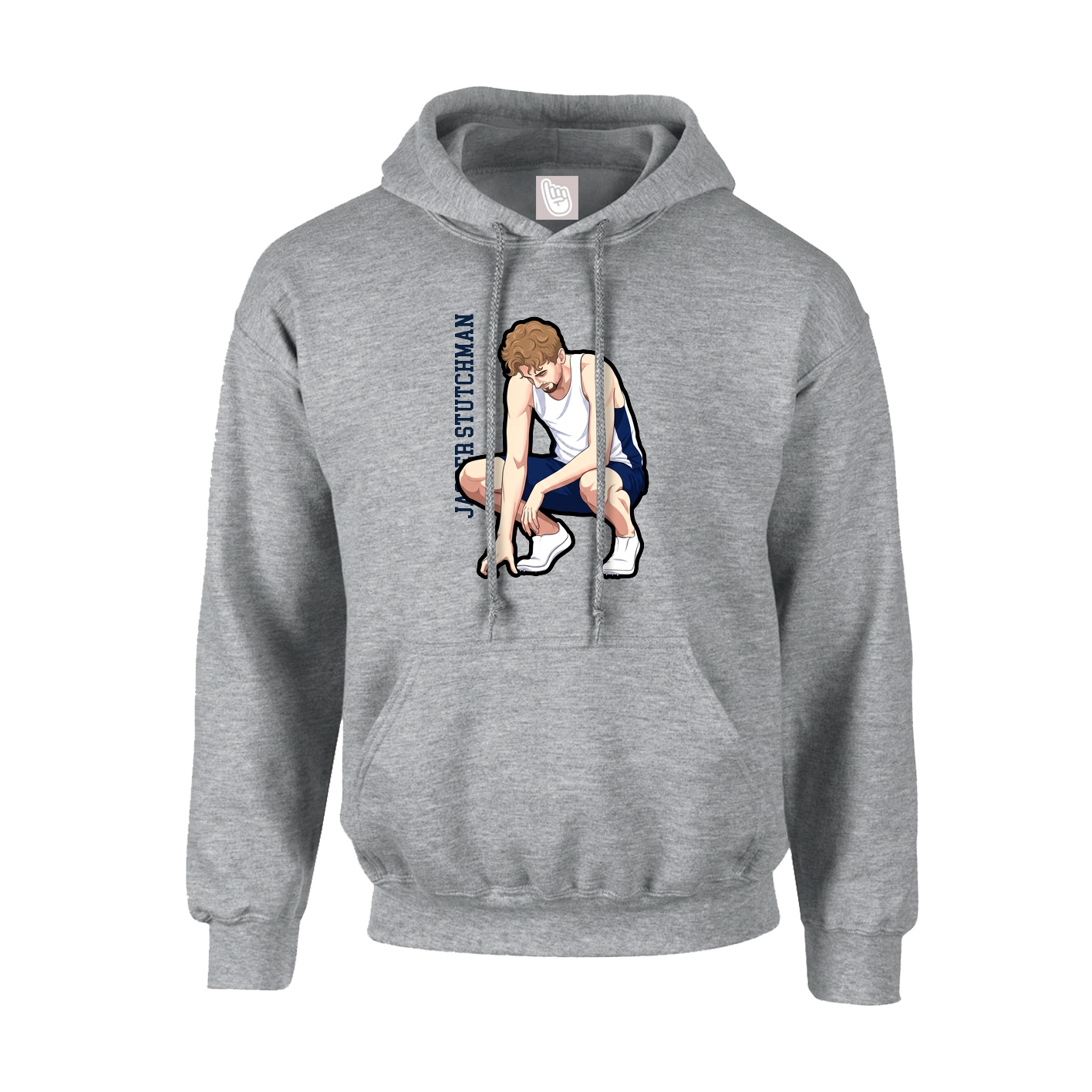 Youth Hoodie — Name Vertical in Grey