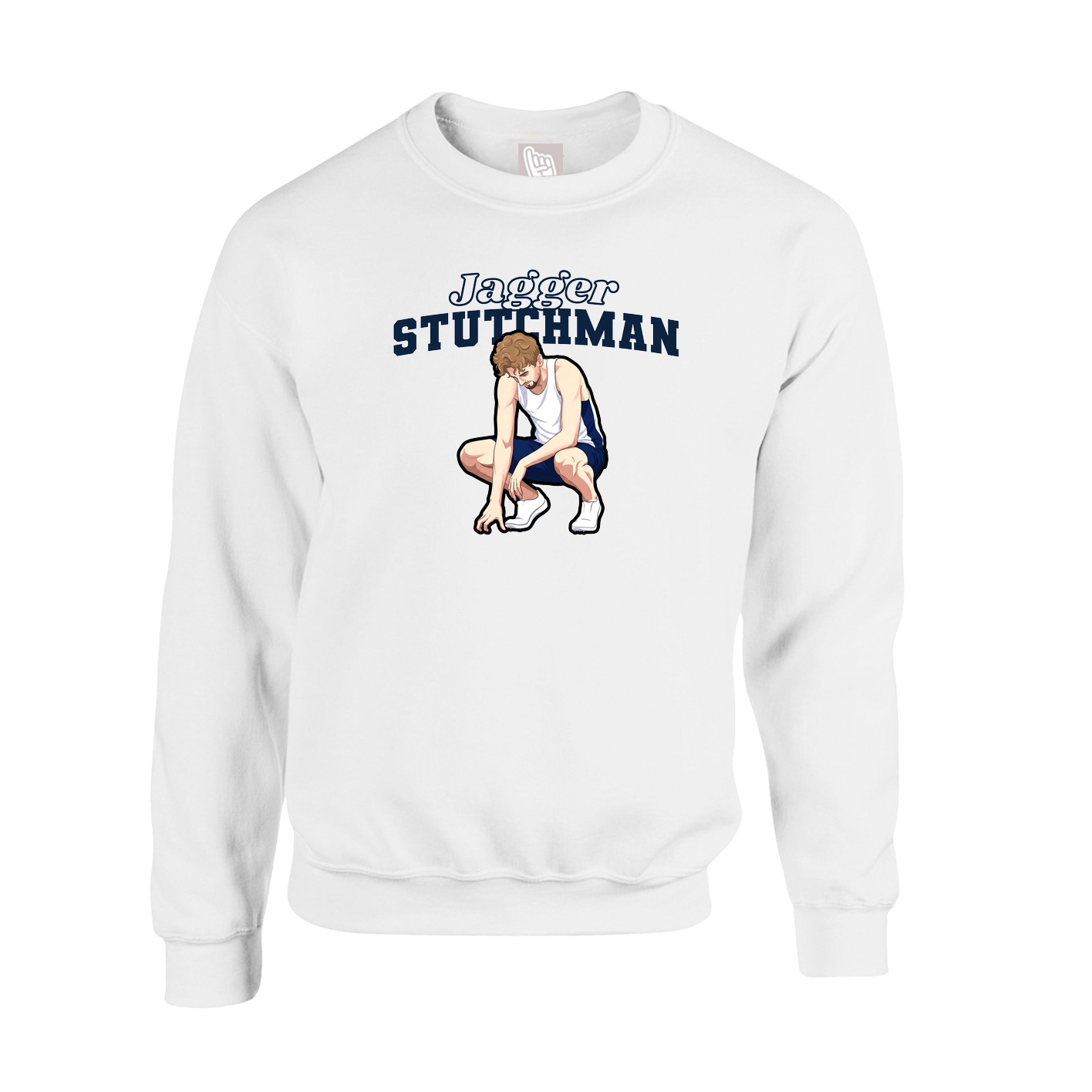 Fleece Crew — Name Arch in White