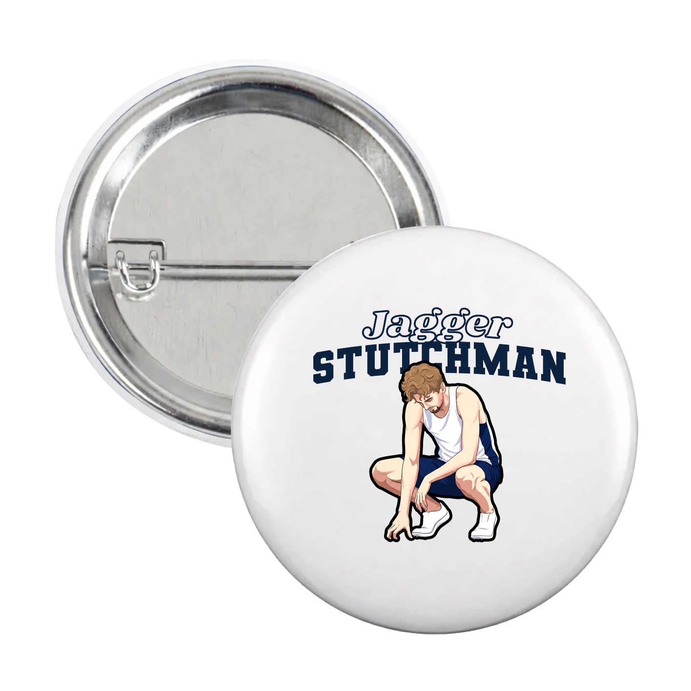 Game Day Button — Name Arch in White
