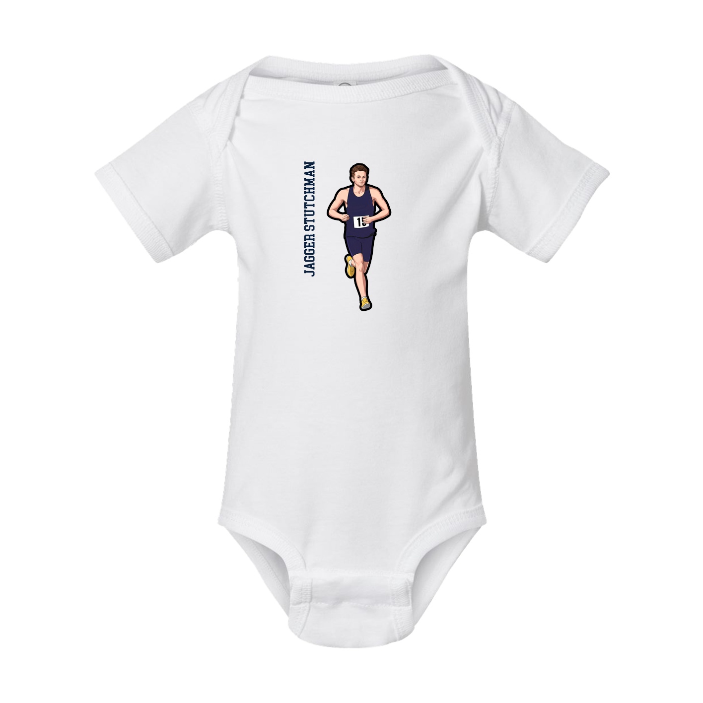 Baby Onesie — Name Vertical in White