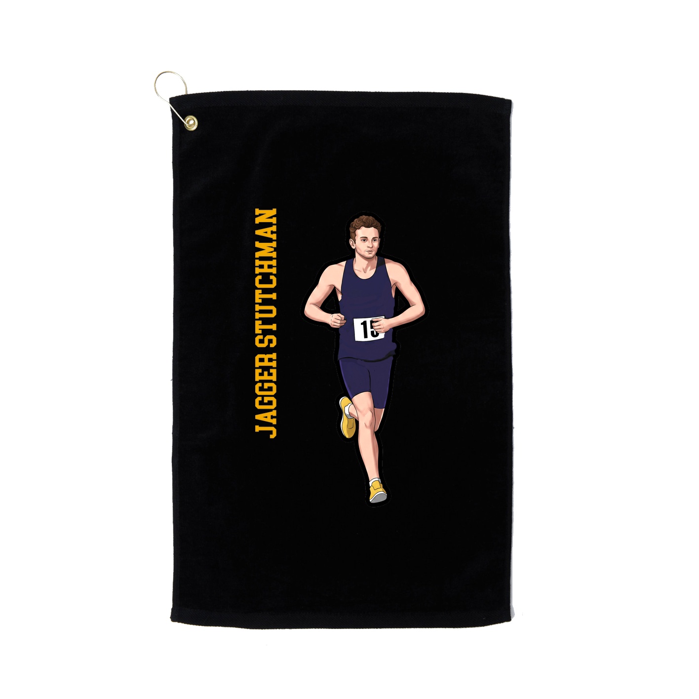 Golf Towel — Name Vertical in Black
