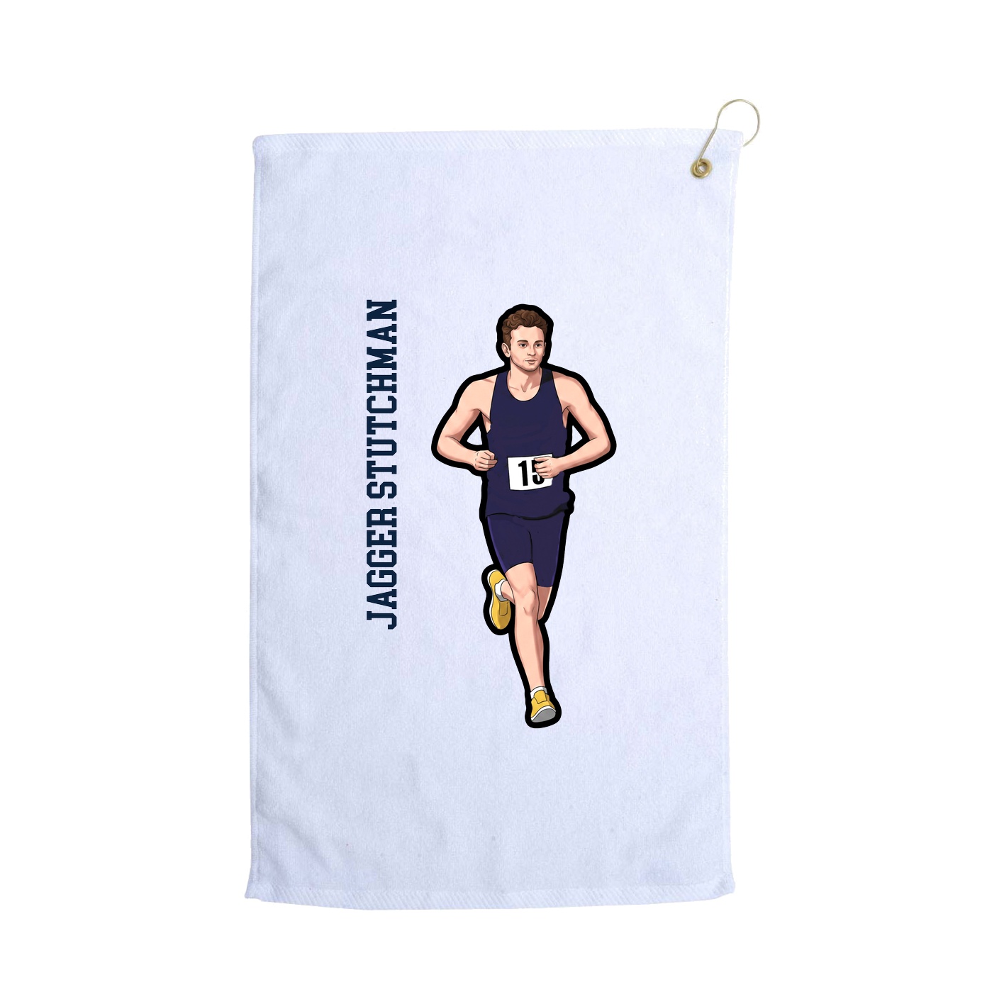 Golf Towel — Name Vertical in White