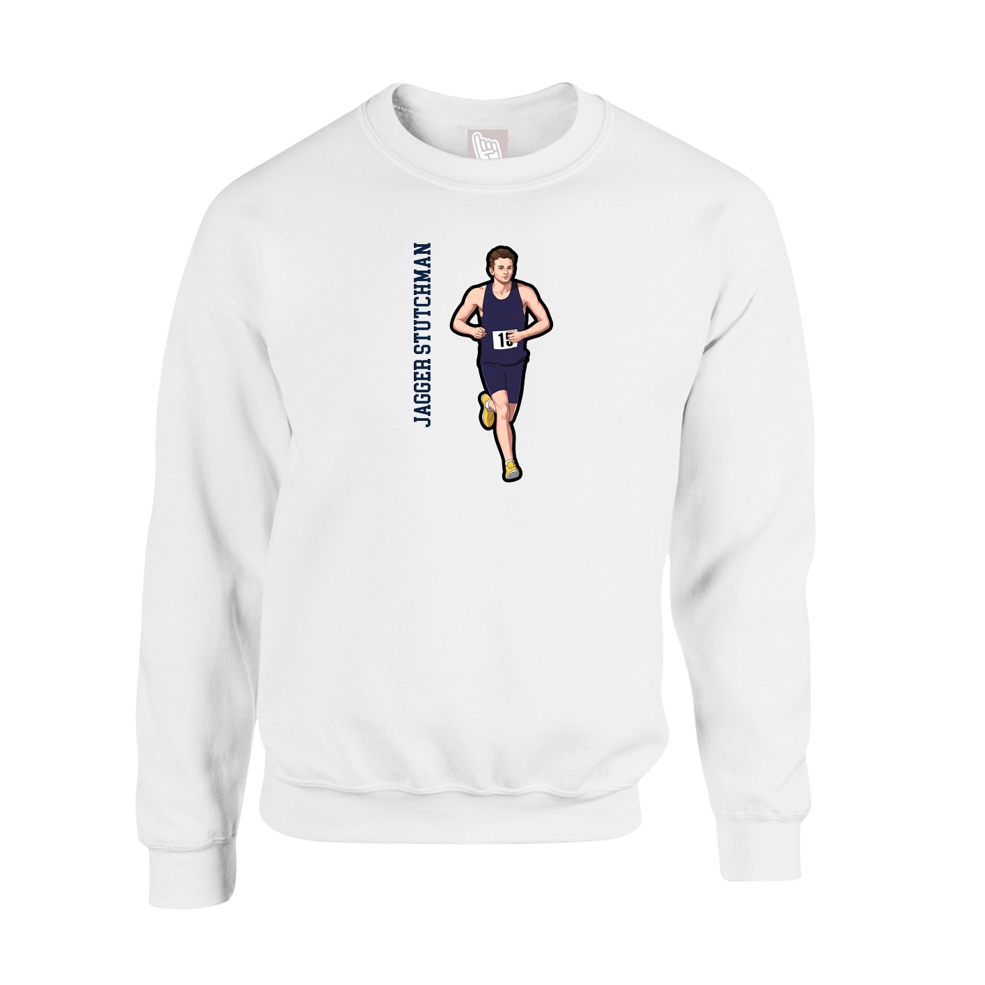 Fleece Crew — Name Vertical in White