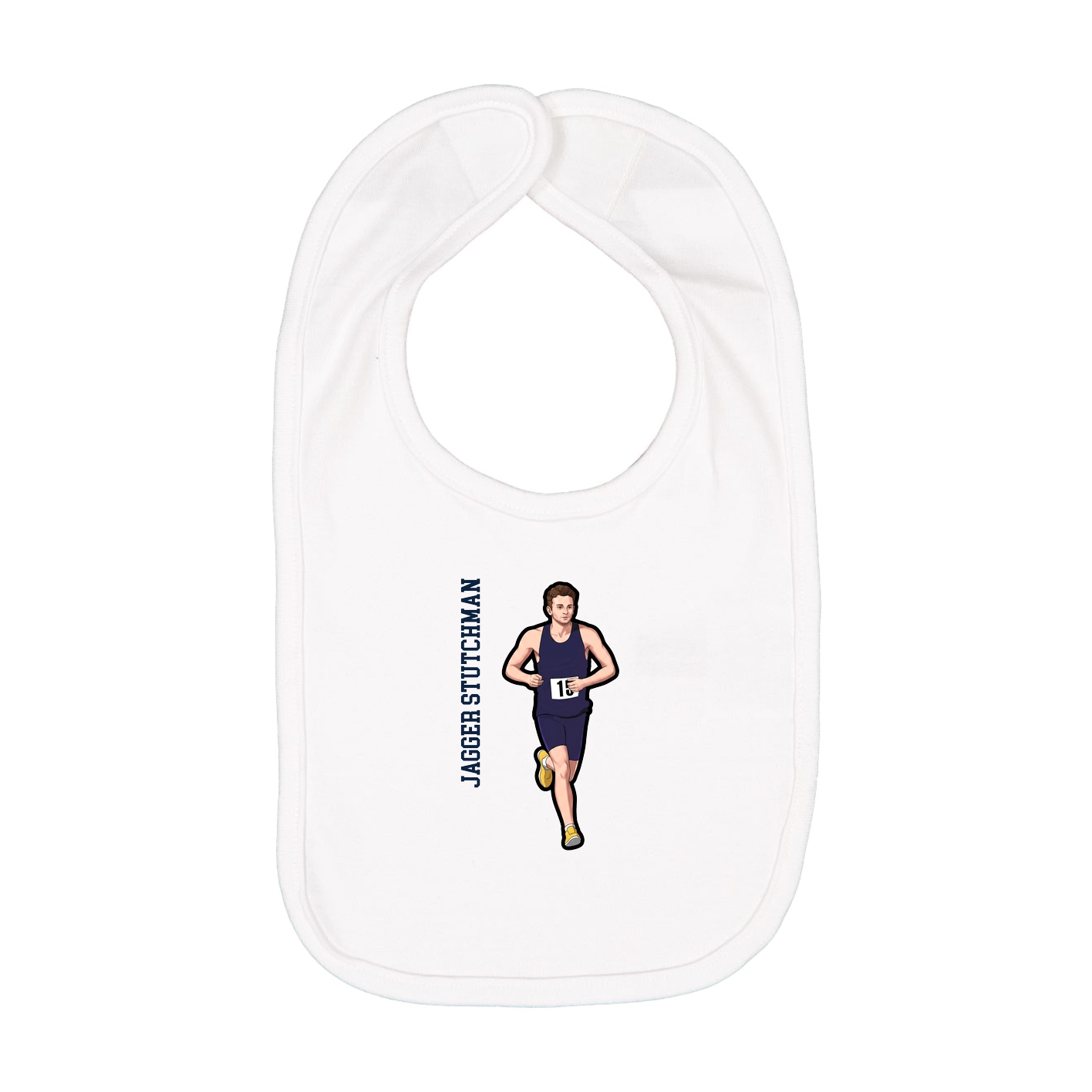 Infant Bib — Name Vertical in White