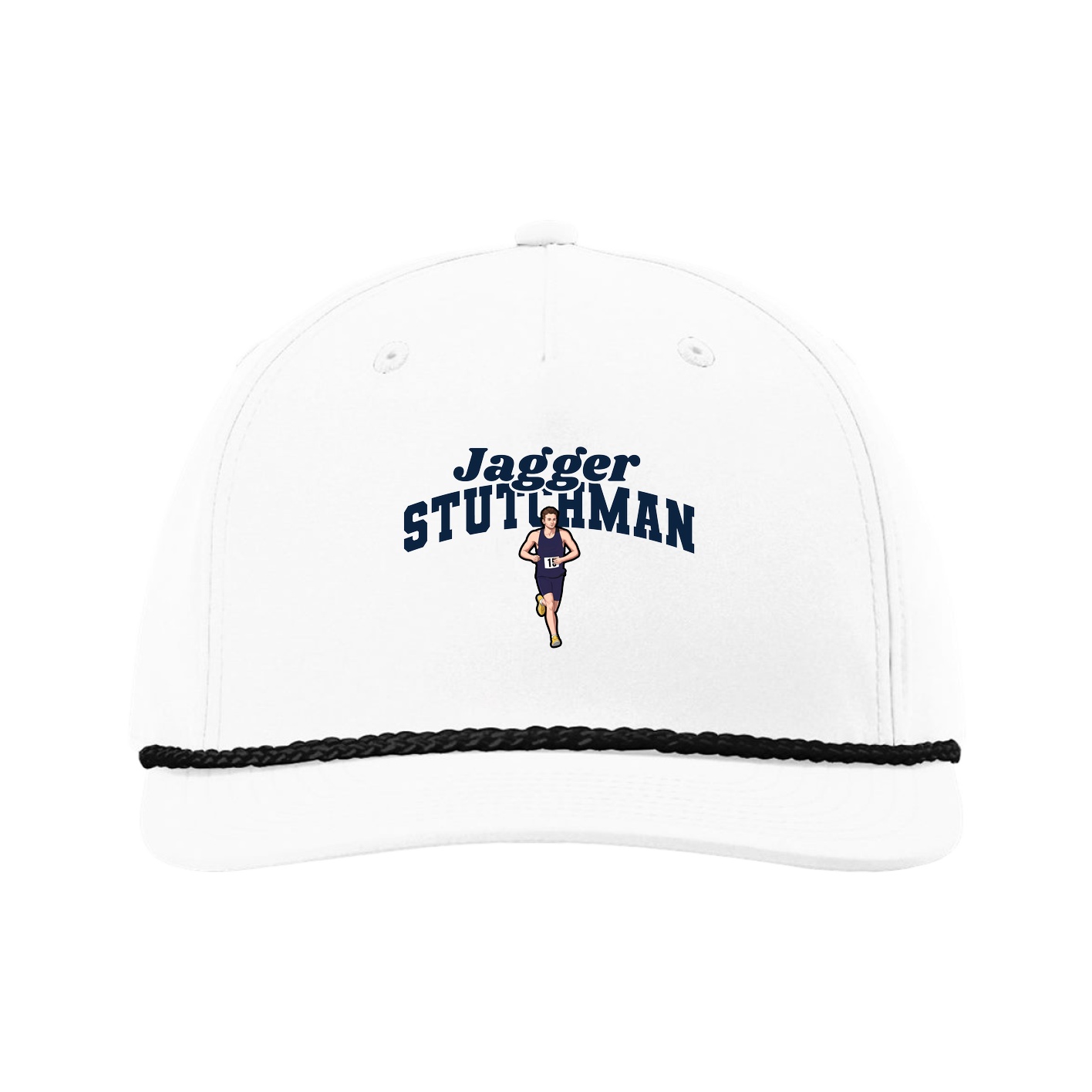Five-Panel Classic Rope Cap — Signature Arch in White