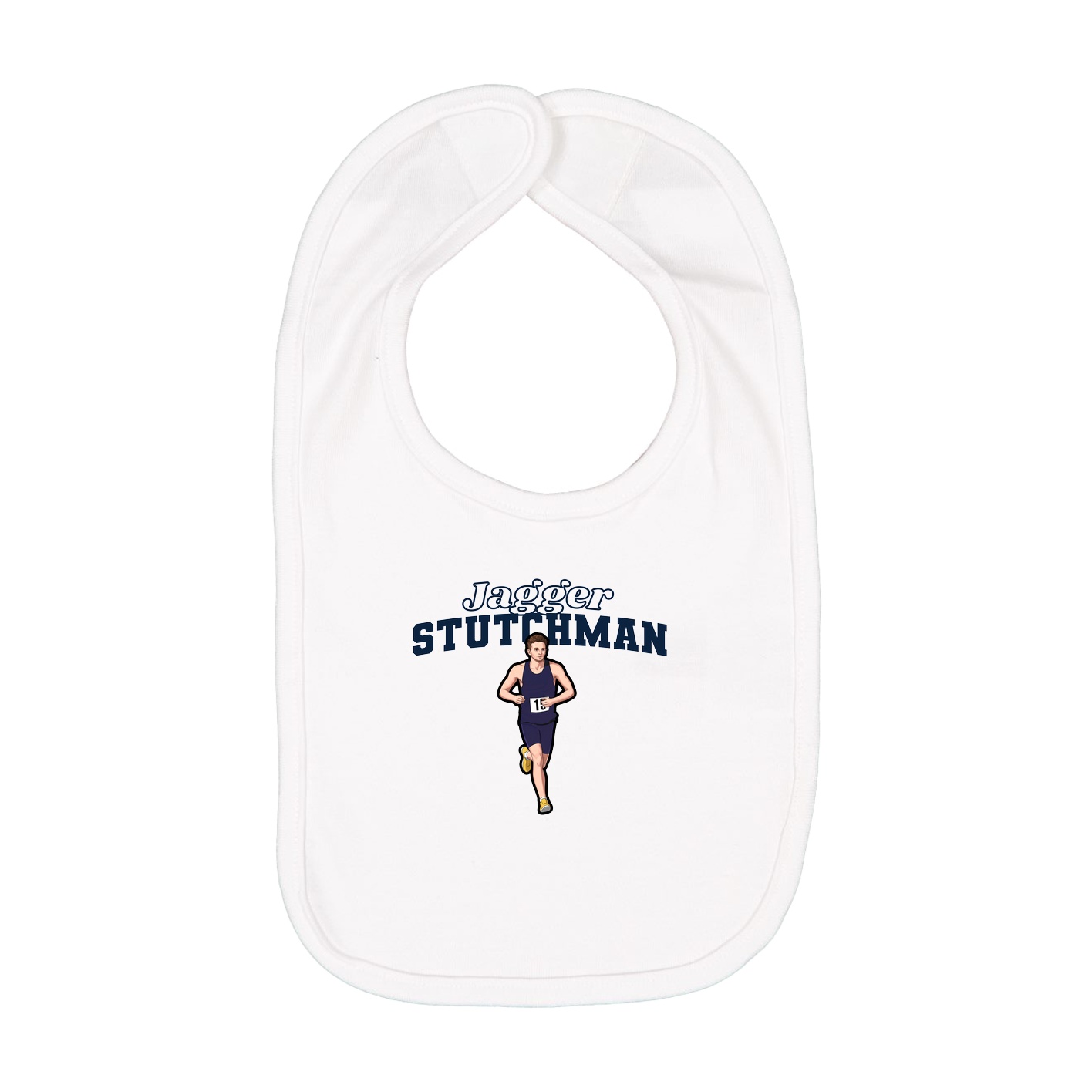 Infant Bib — Name Arch in White