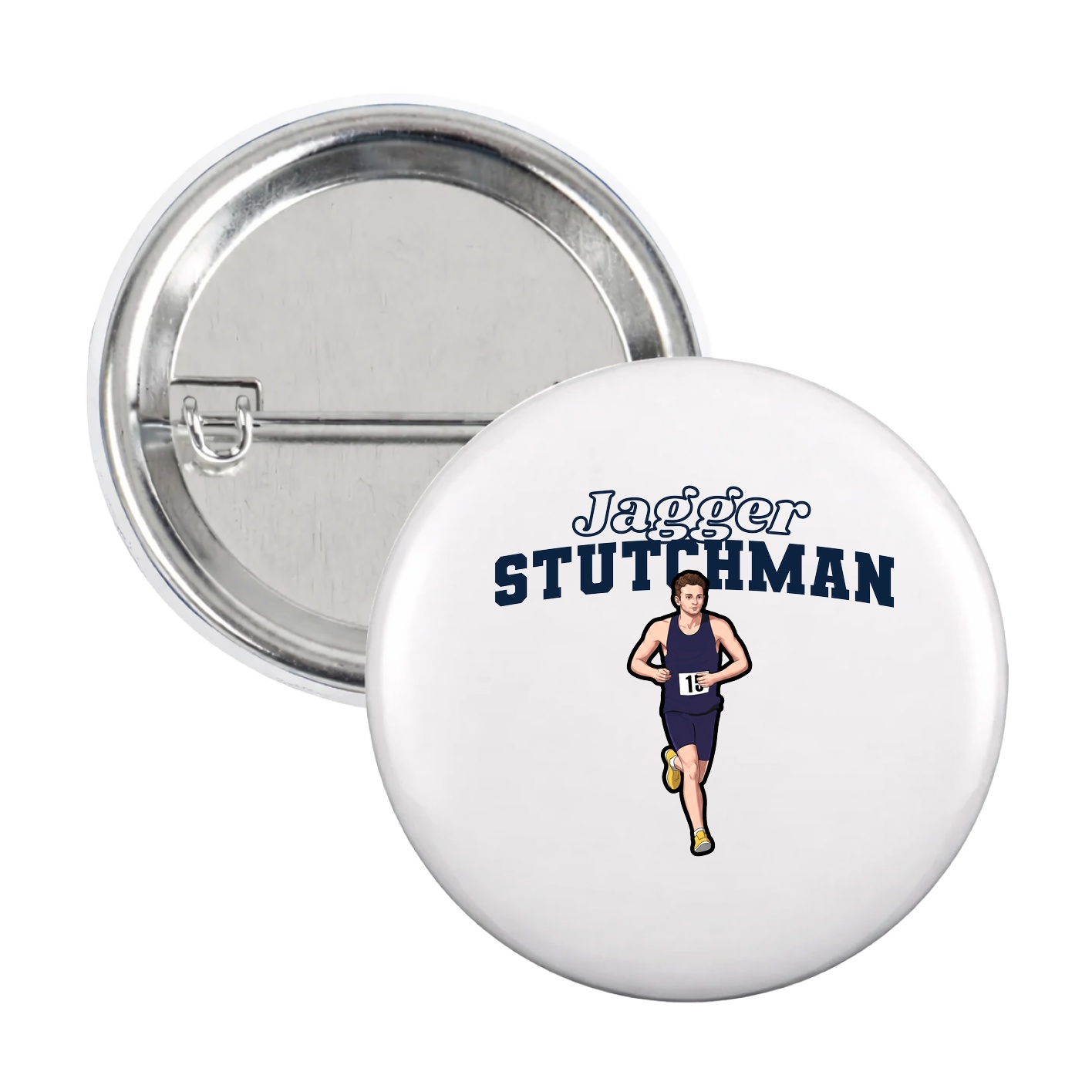 Game Day Button — Name Arch in White
