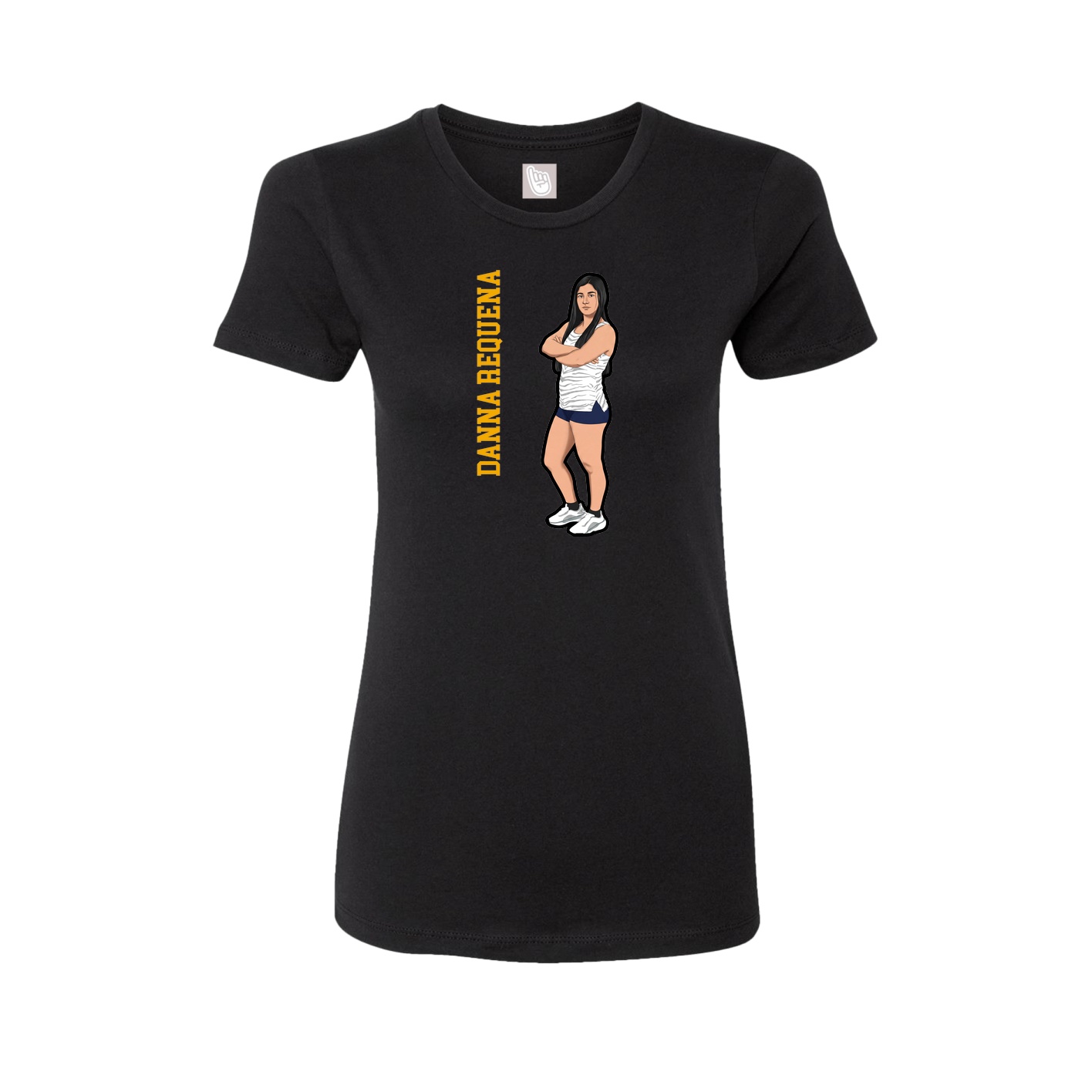 Womens Tee — Name Vertical in Black
