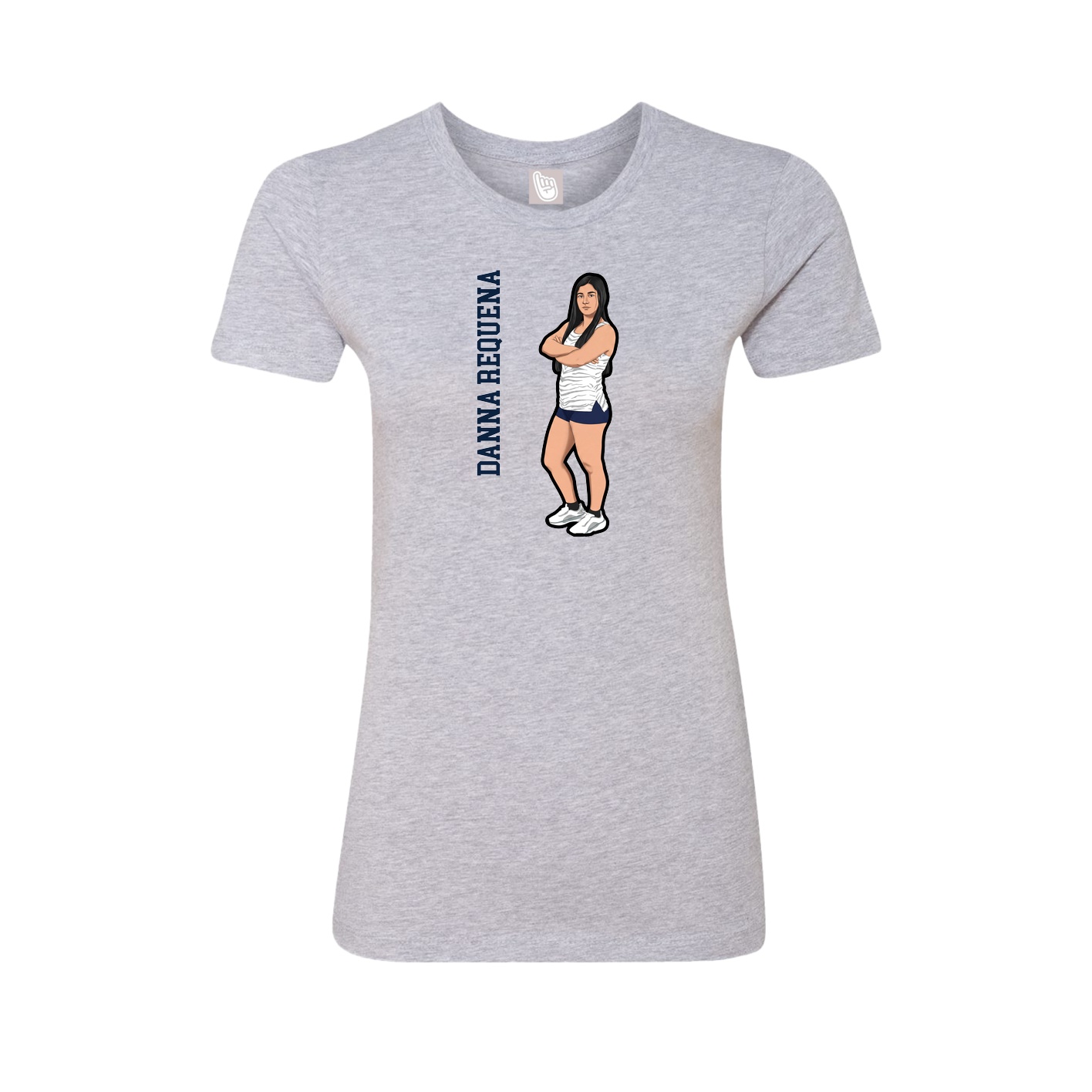 Womens Tee — Name Vertical in Grey