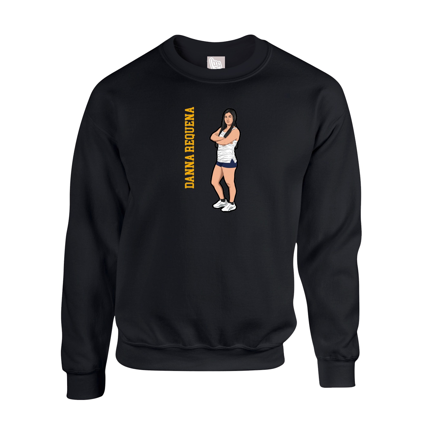Fleece Crew — Name Vertical in Black