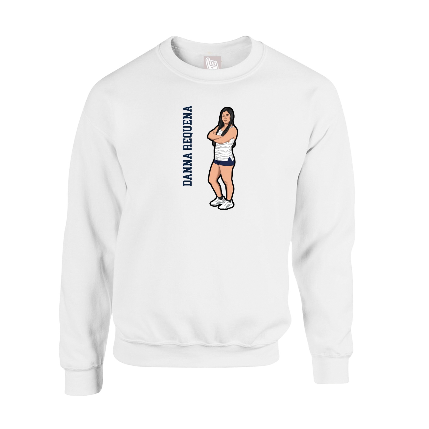 Fleece Crew — Name Vertical in White