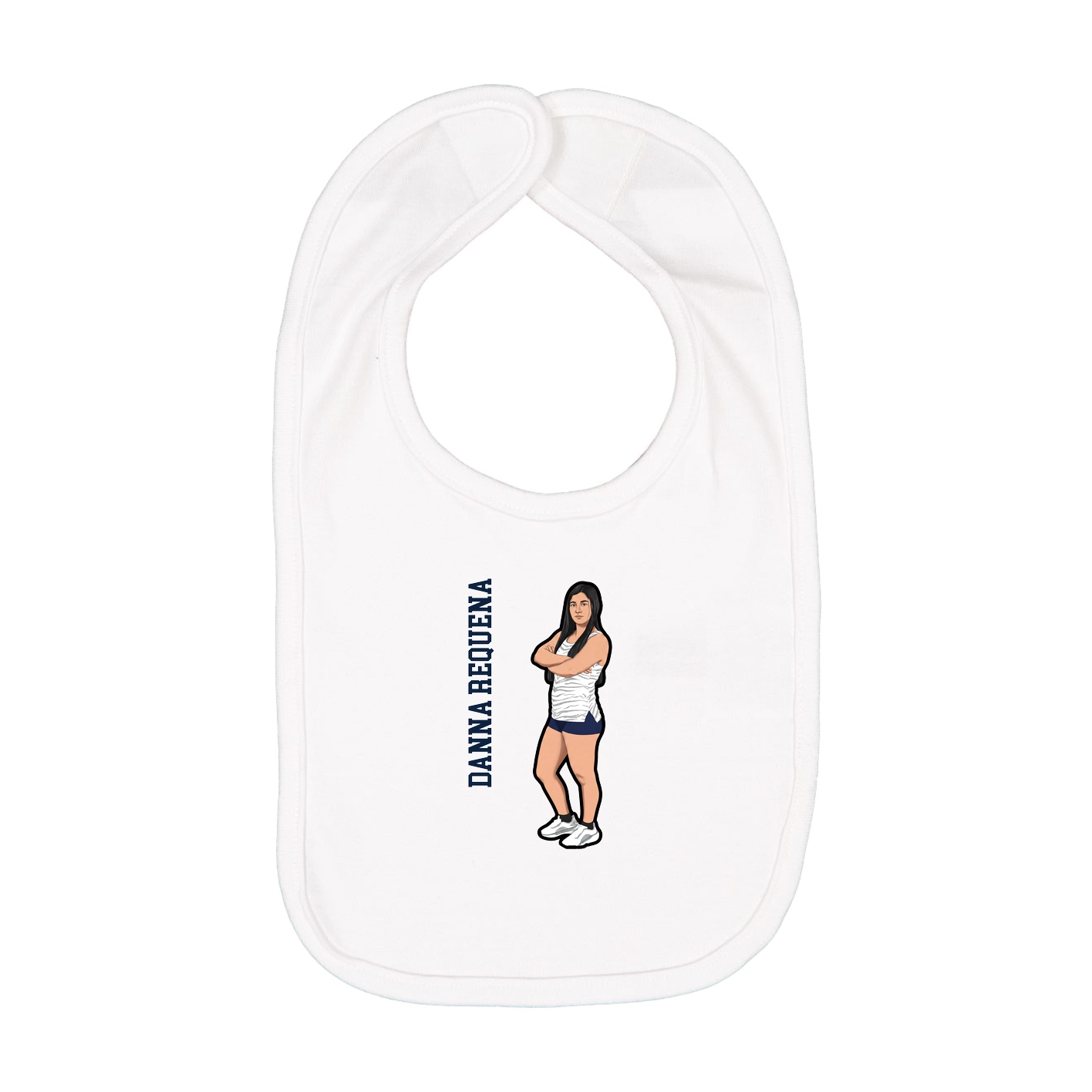Infant Bib — Name Vertical in White