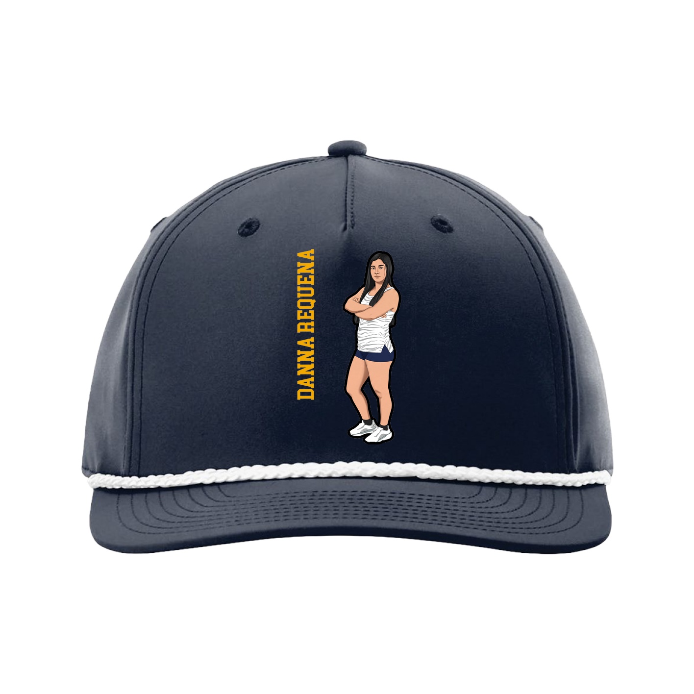 Five-Panel Classic Rope Cap — Name Vertical in Navy