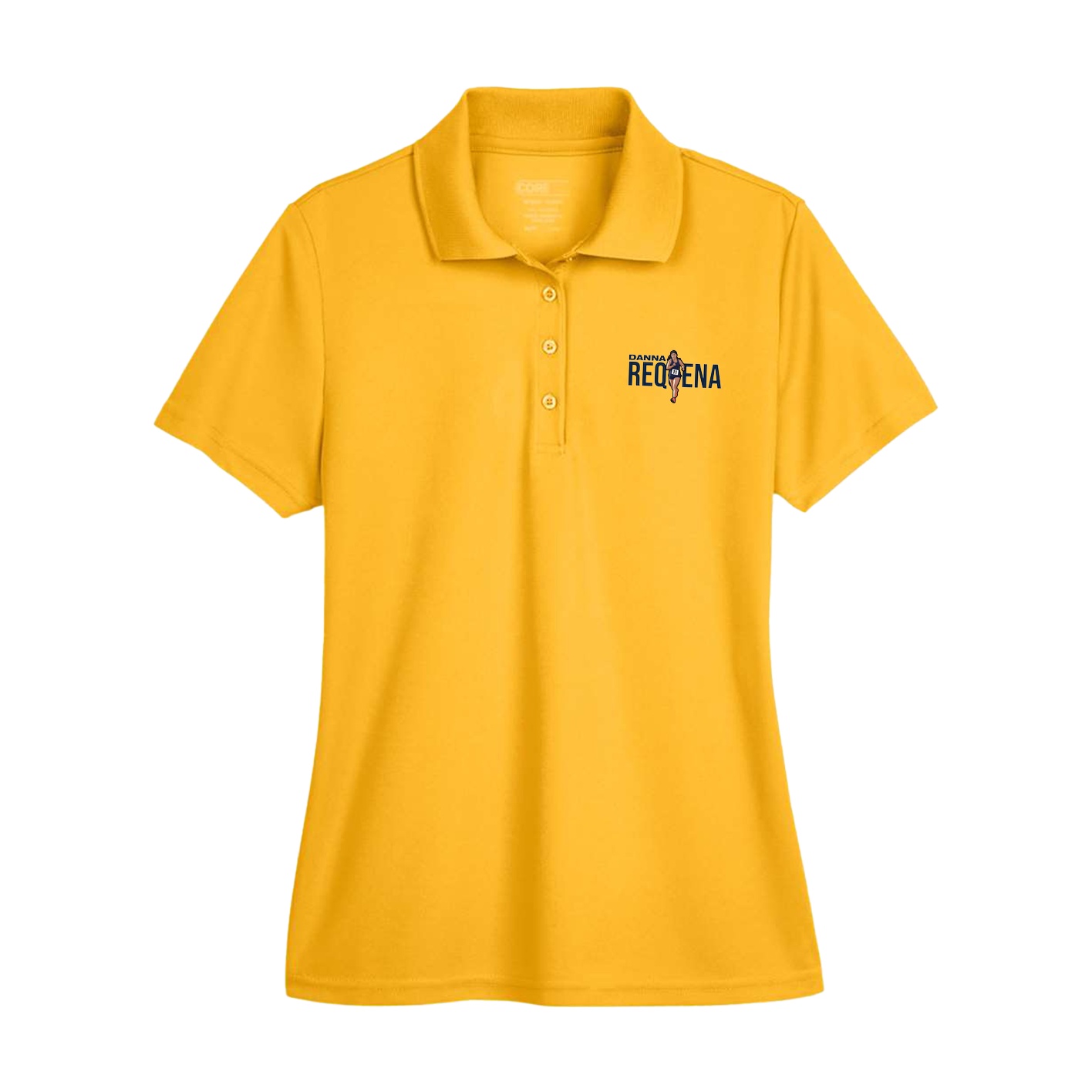 Womens Performance Polo — Player Name in Gold