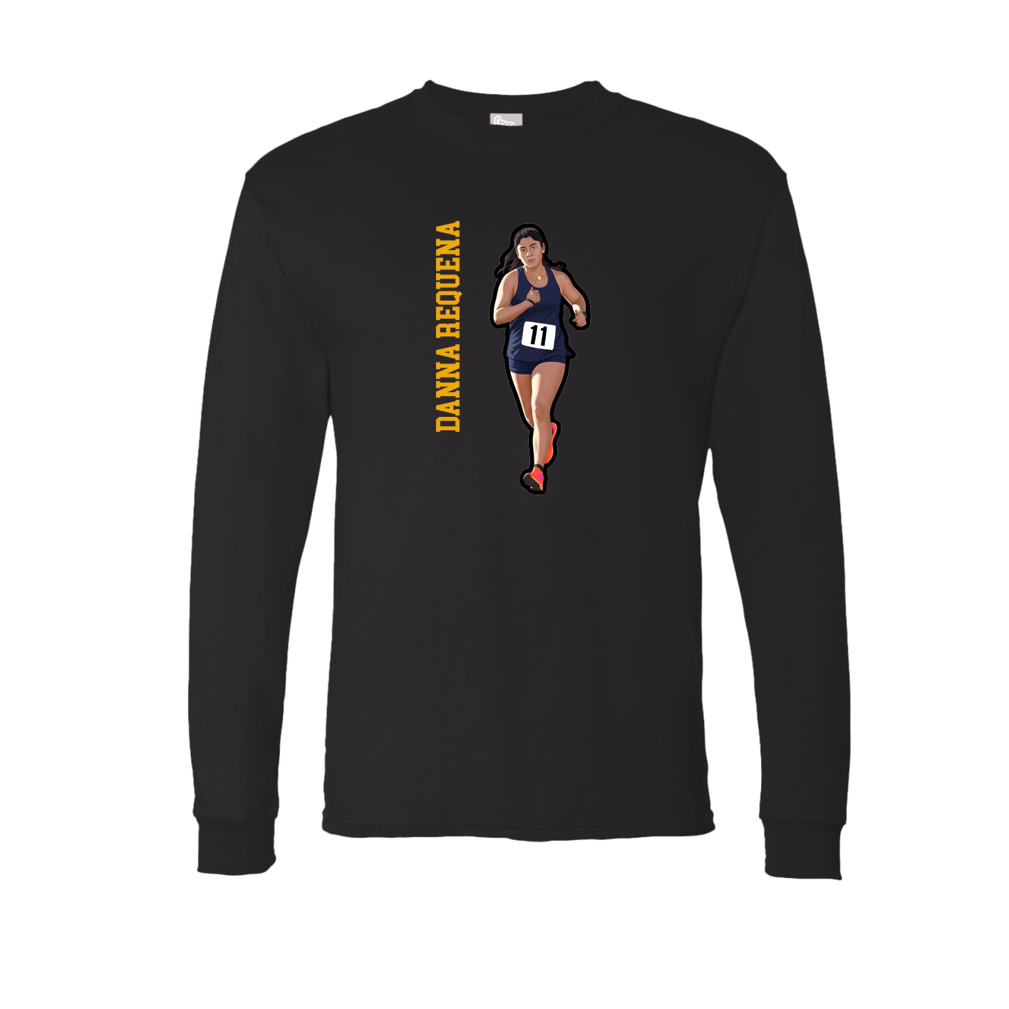 Long Sleeve Tee — Name Vertical in Black