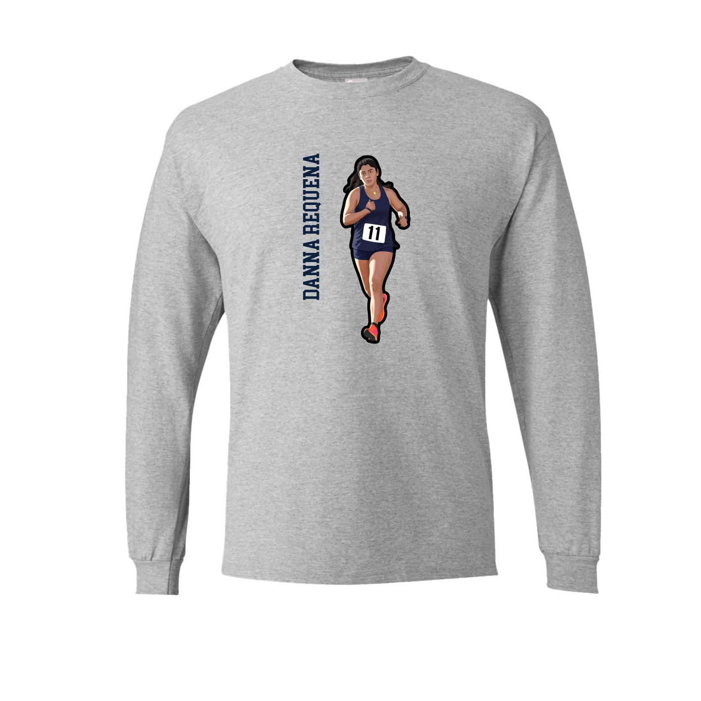 Long Sleeve Tee — Name Vertical in Grey