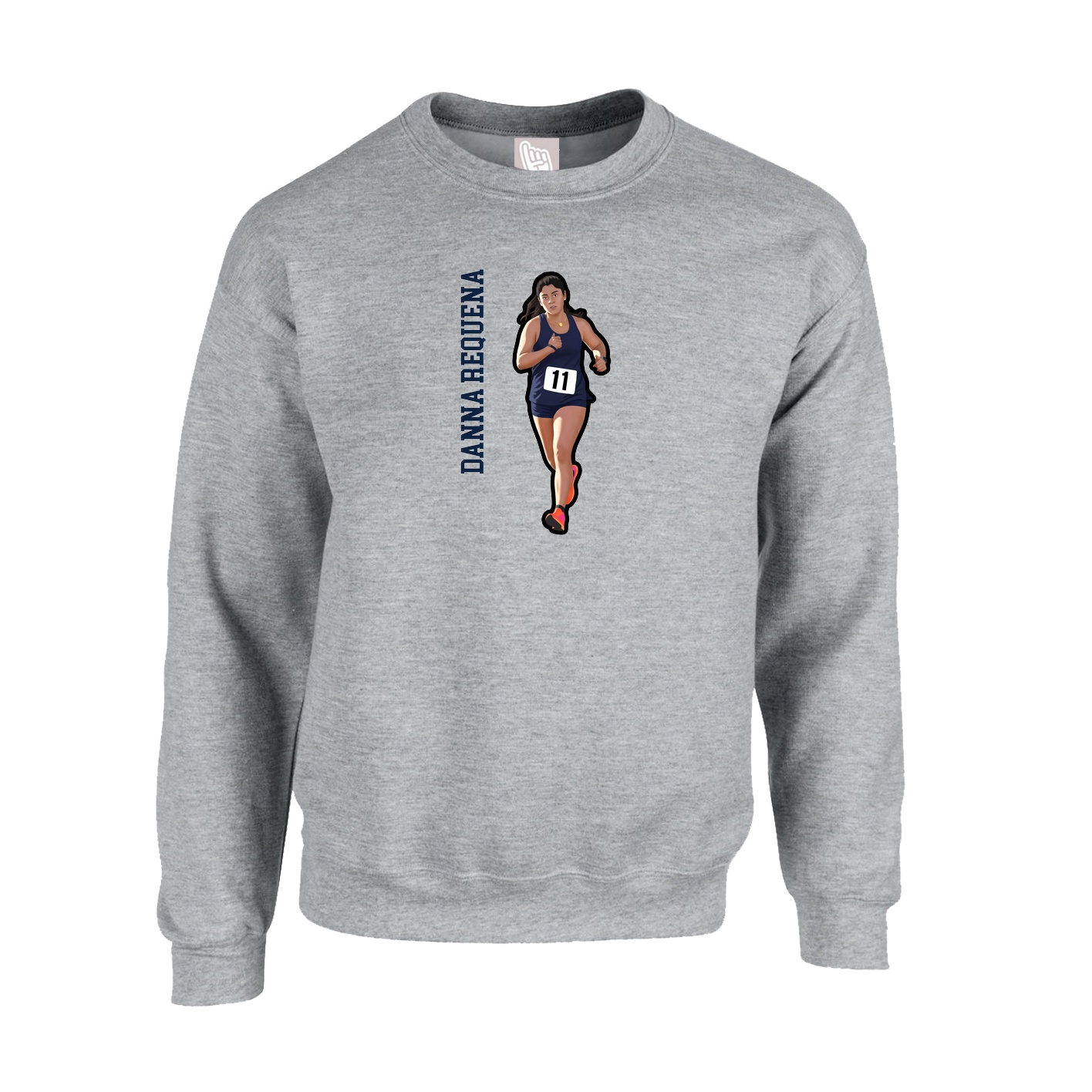 Fleece Crew — Name Vertical in Grey