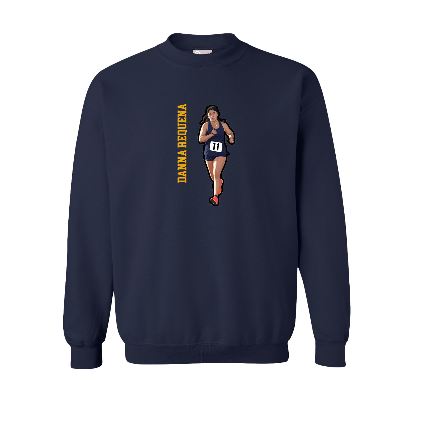 Fleece Crew — Name Vertical in Navy