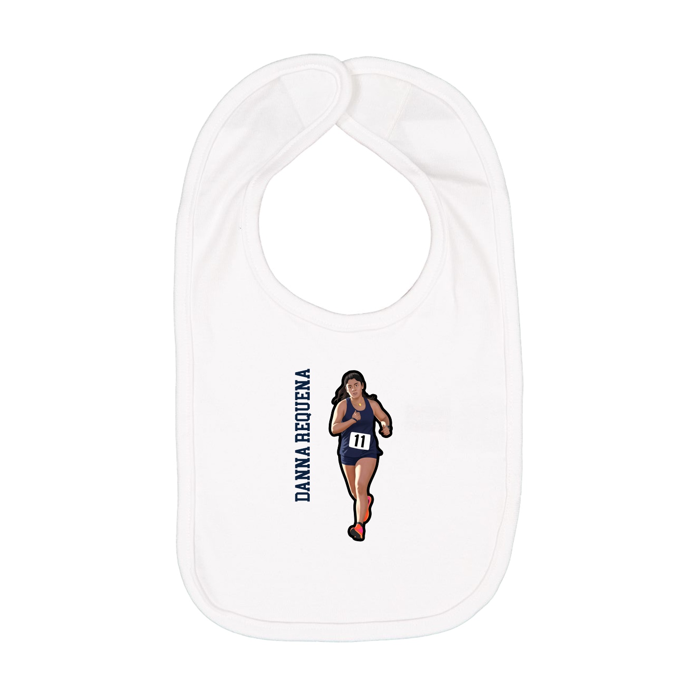 Infant Bib — Name Vertical in White