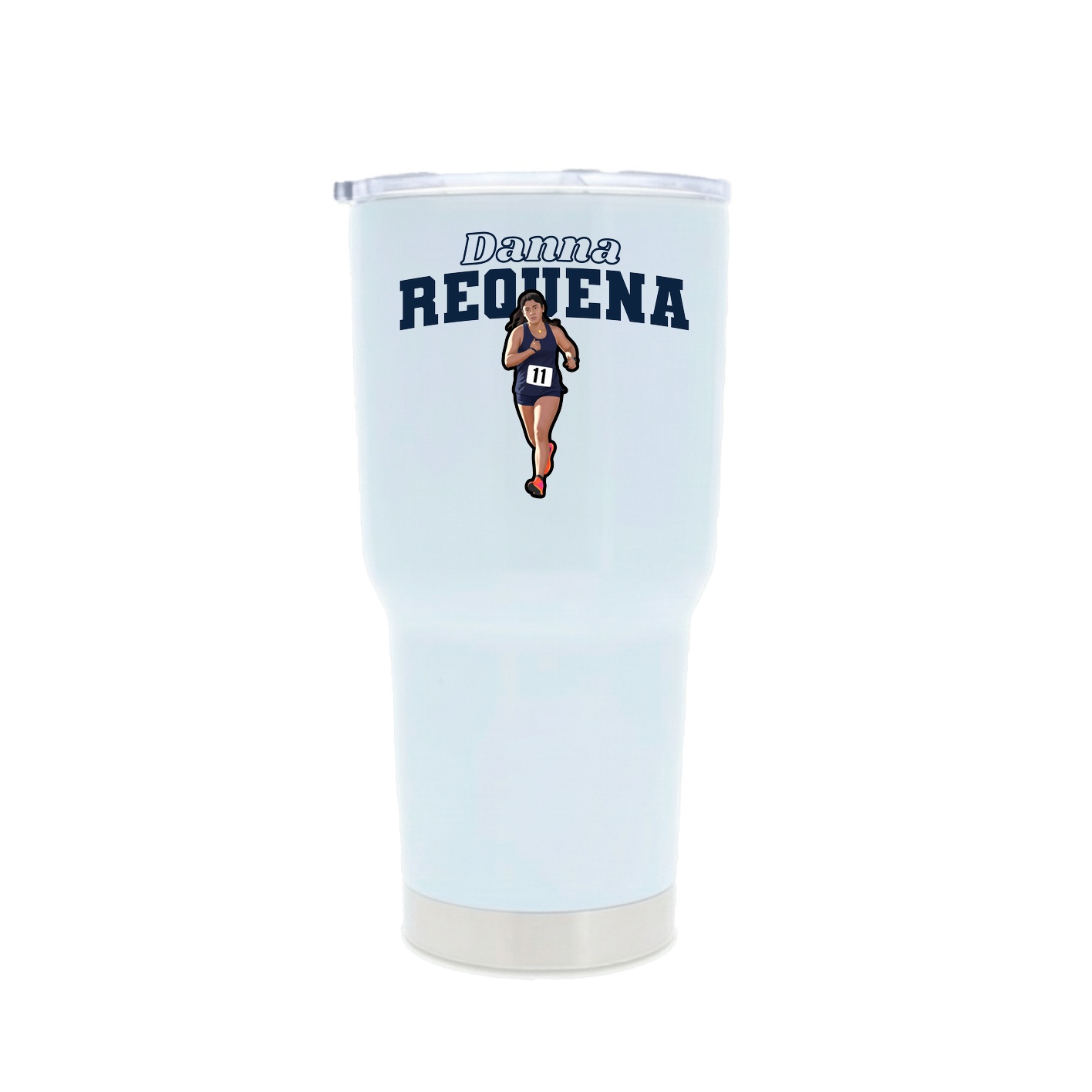 30oz Stainless Steel Tumbler — Name Arch in White