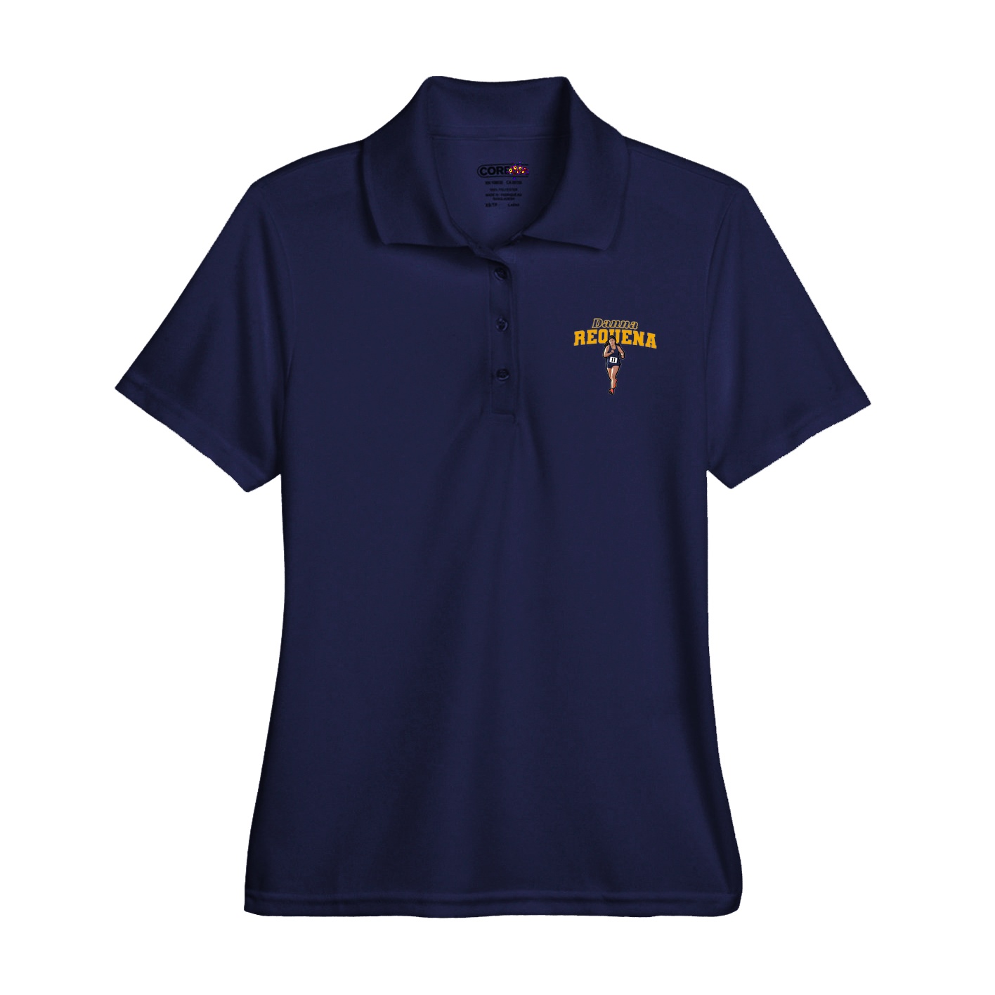Womens Performance Polo — Name Arch in Navy