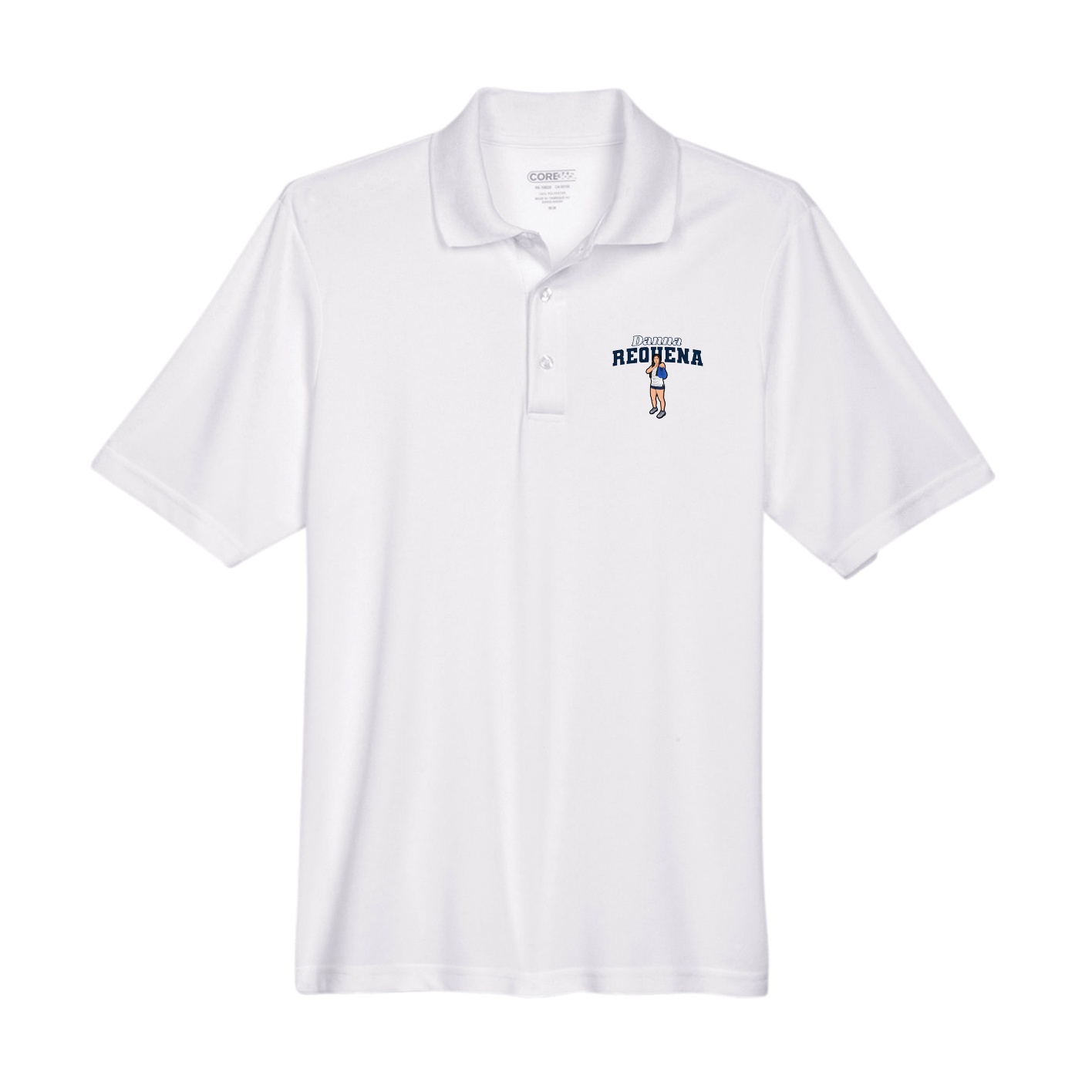 Performance Polo — Name Arch in White