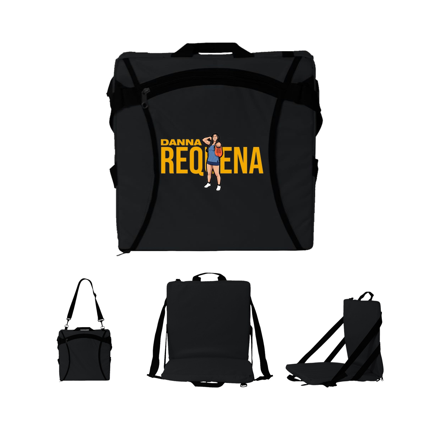 Folding Stadium Seat — Player Name in Black