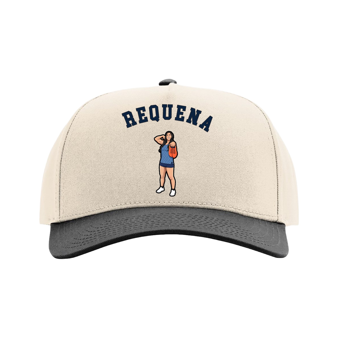 Full Fabric Five-Panel Champ Cap — Shirsey Arch in Cream/Black