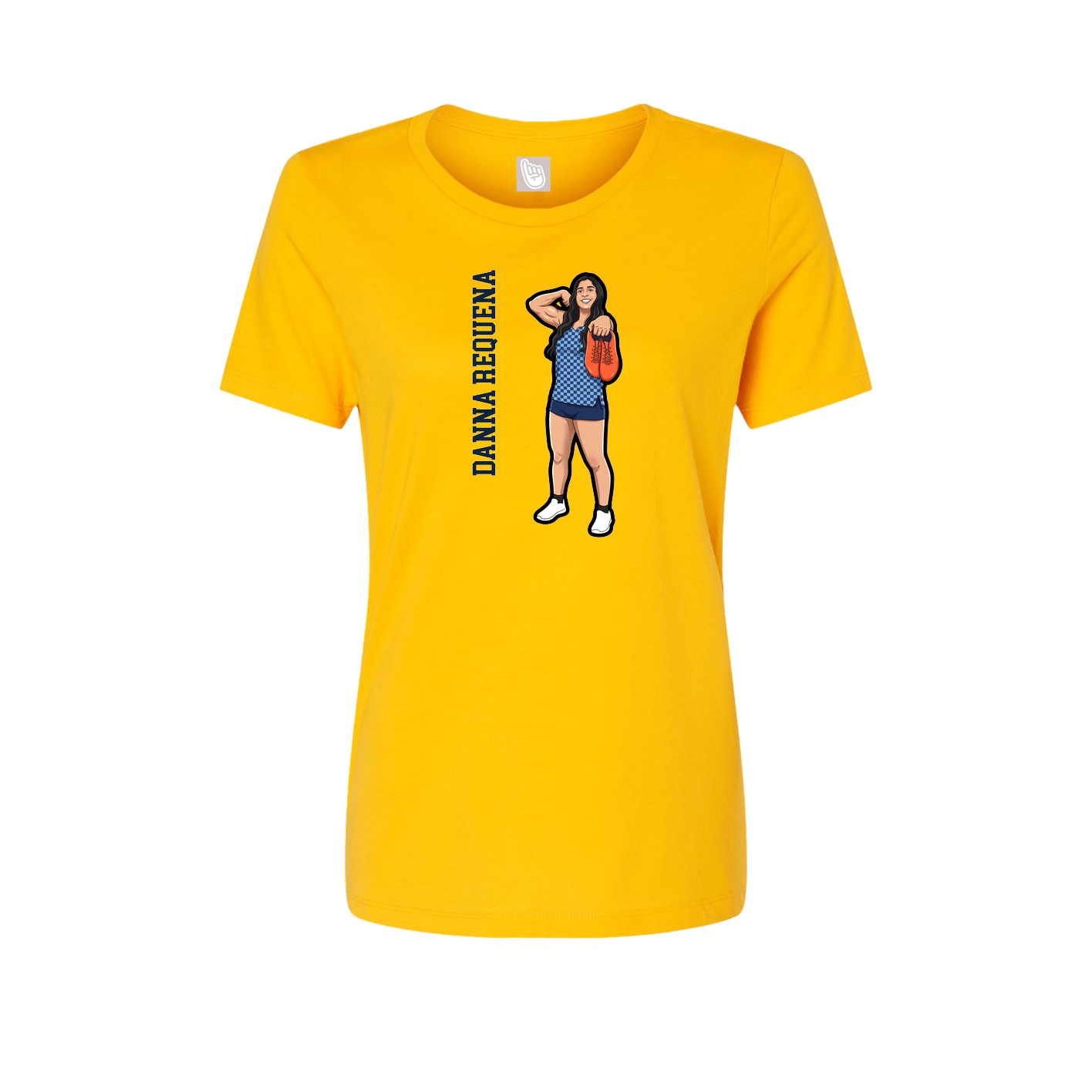 Womens Tee — Name Vertical in Gold