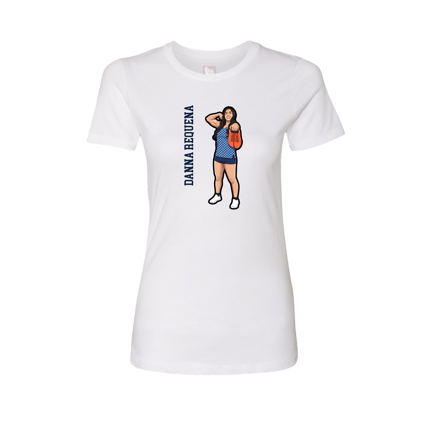Womens Tee — Name Vertical in White