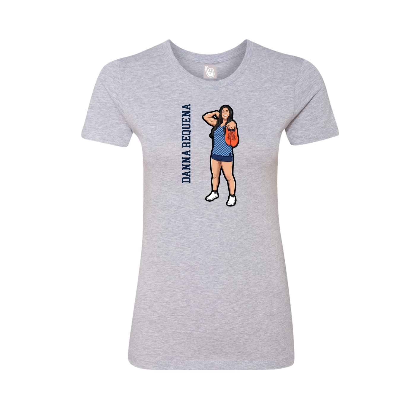 Womens Tee — Name Vertical in Grey