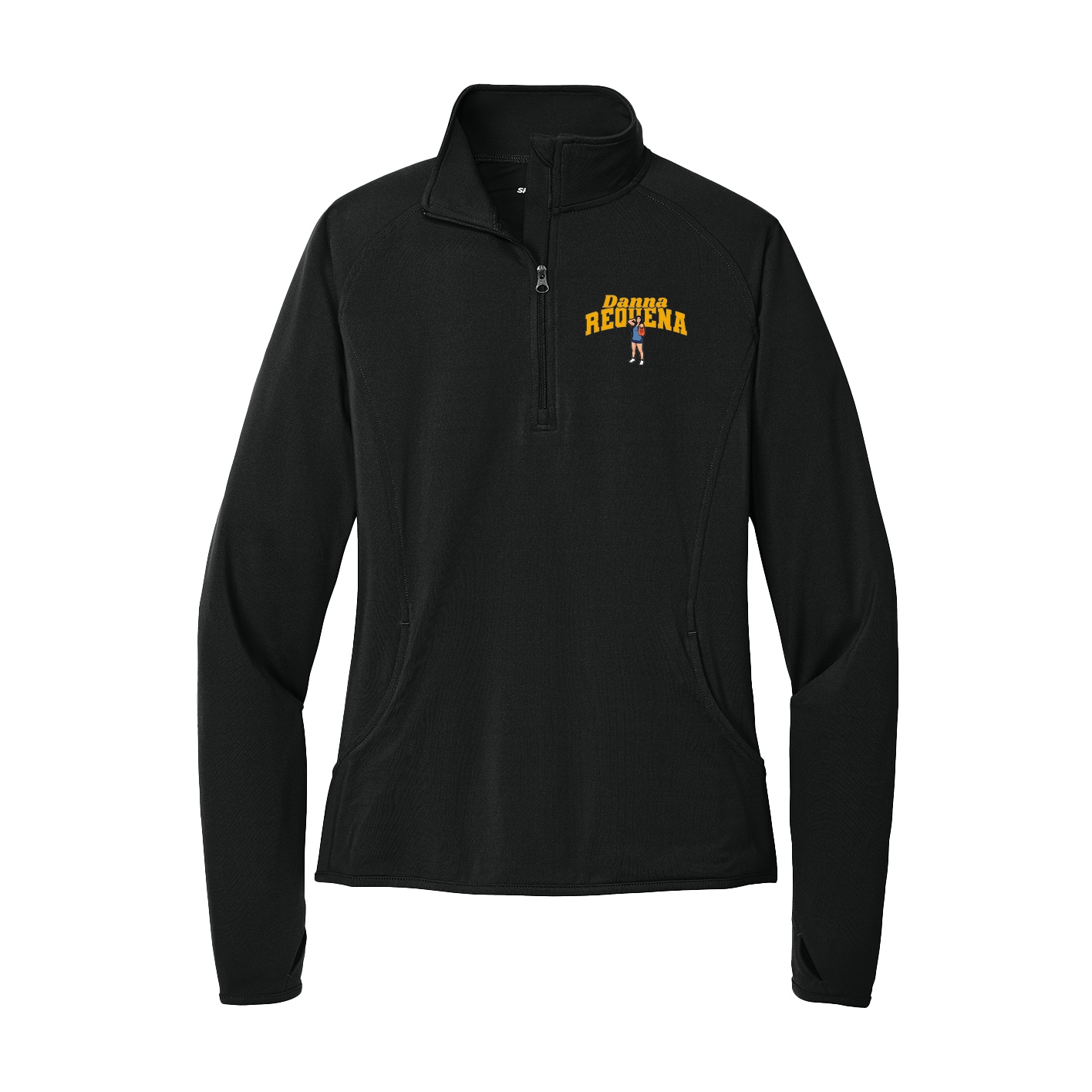 Women's Q-Zip Pullover — Signature Arch in Black