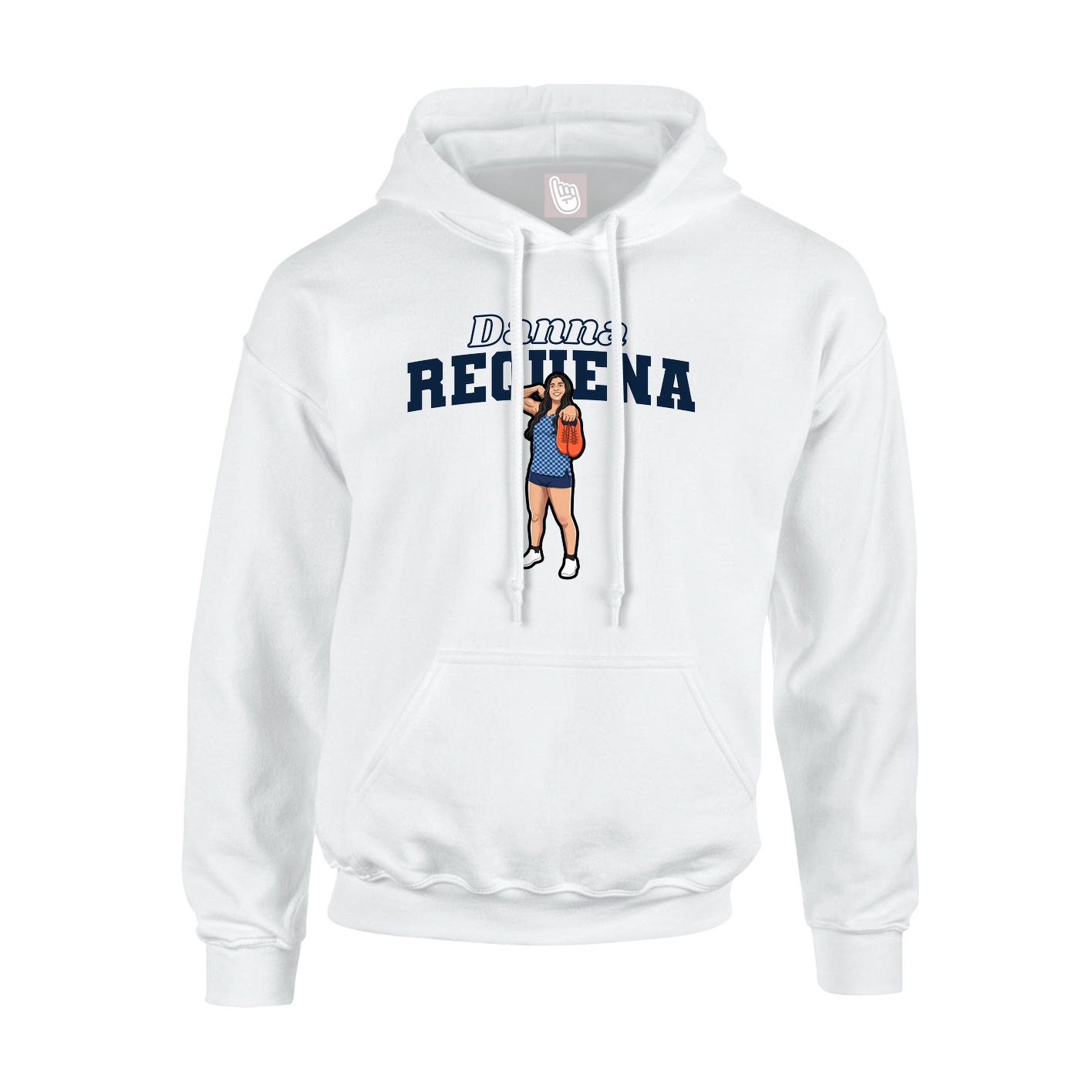 Youth Hoodie — Name Arch in White